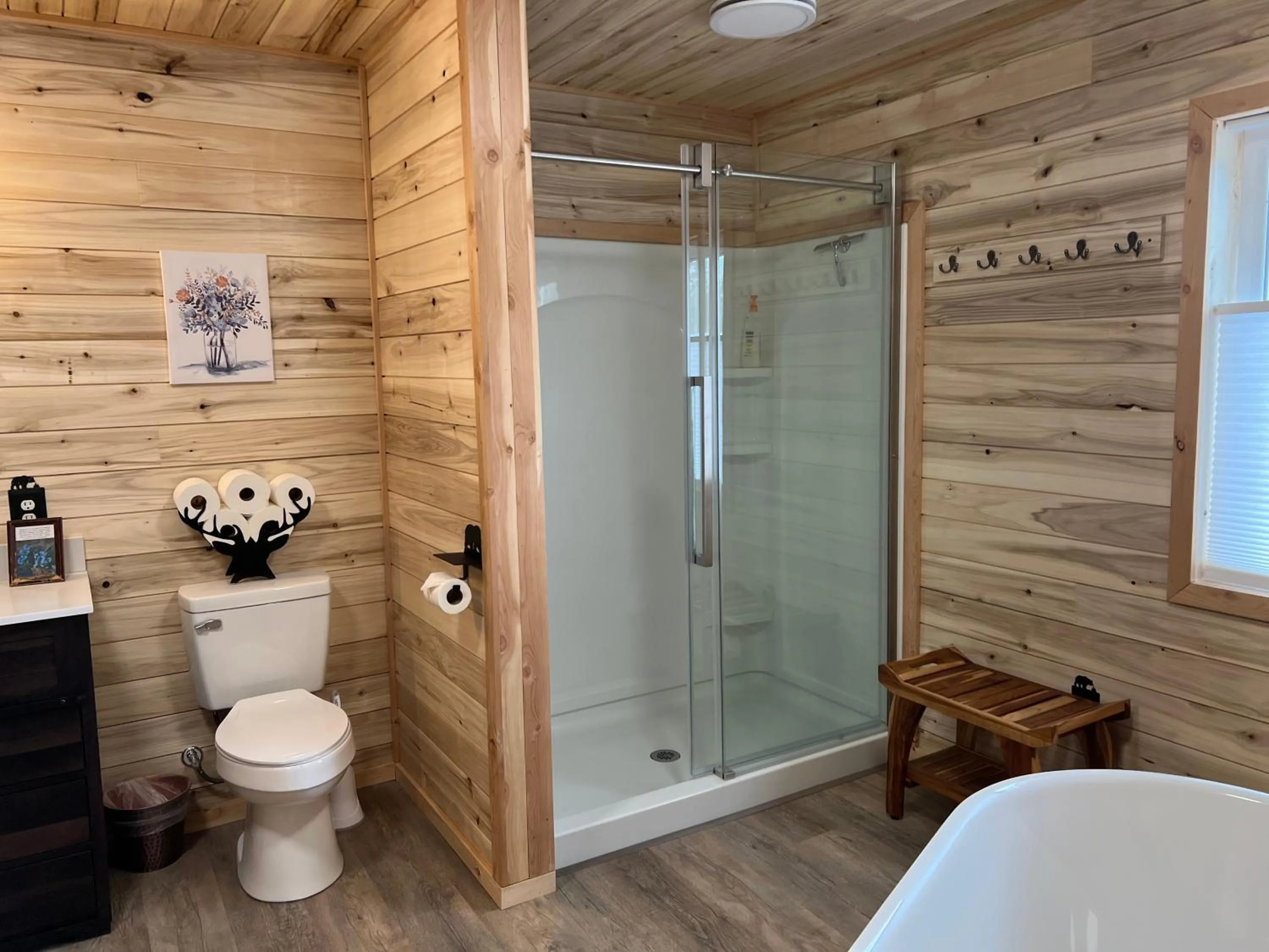 Shower in Alaska Knotty Pine B&B