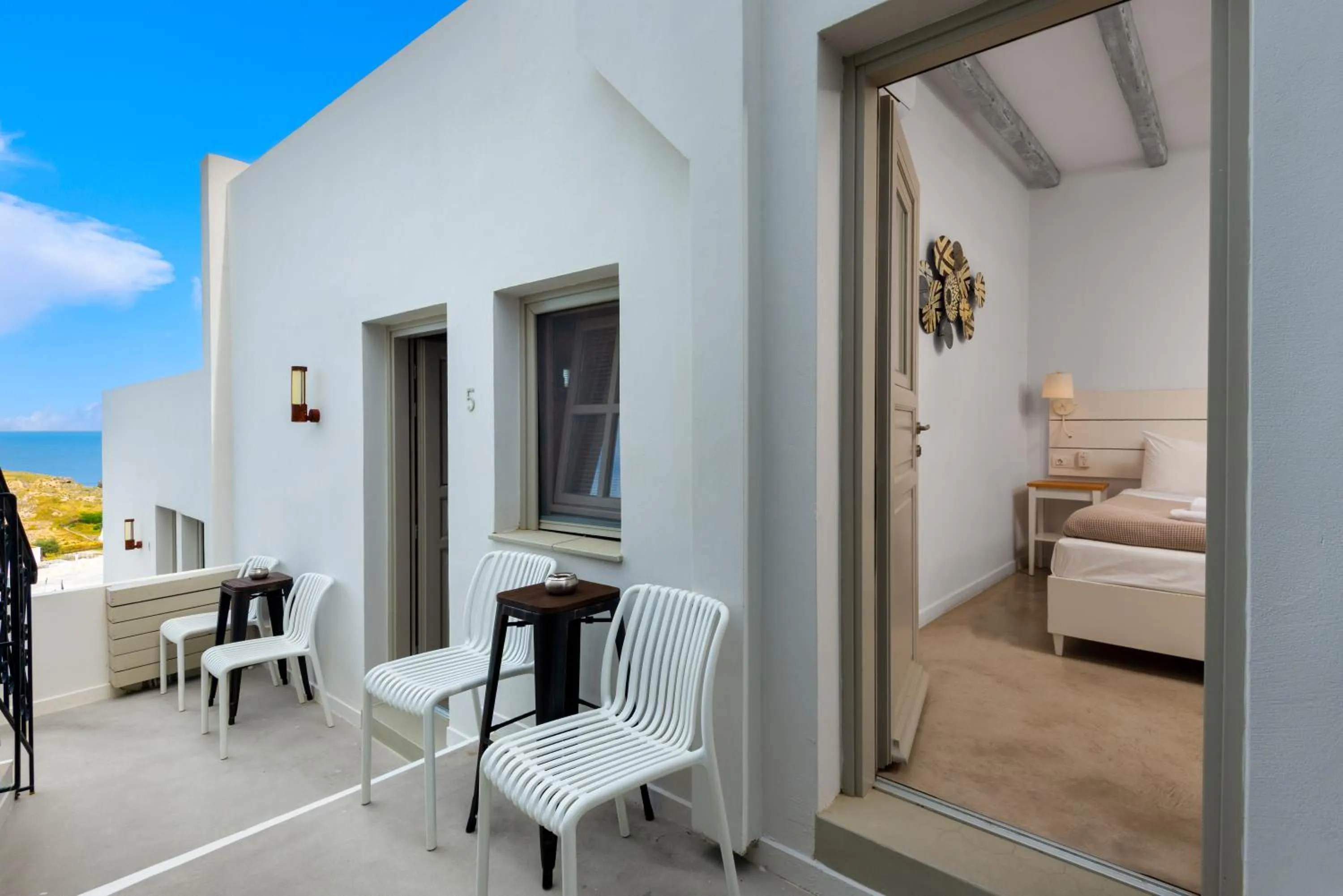 Sea view, Bed in Lindos Comfy Suites