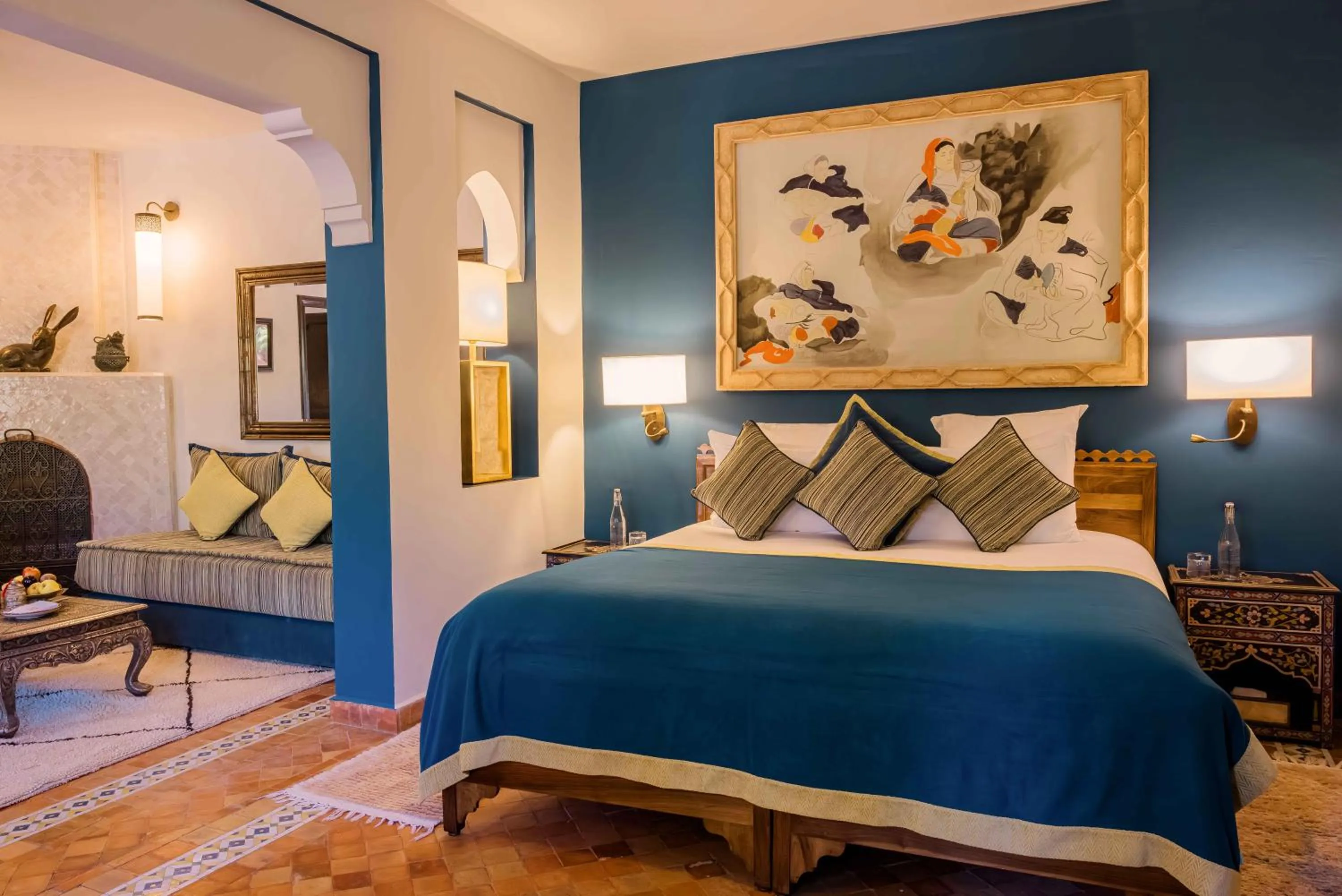 Living room, Bed in Kasbah Tamadot - Sir Richard Branson's Moroccan Retreat