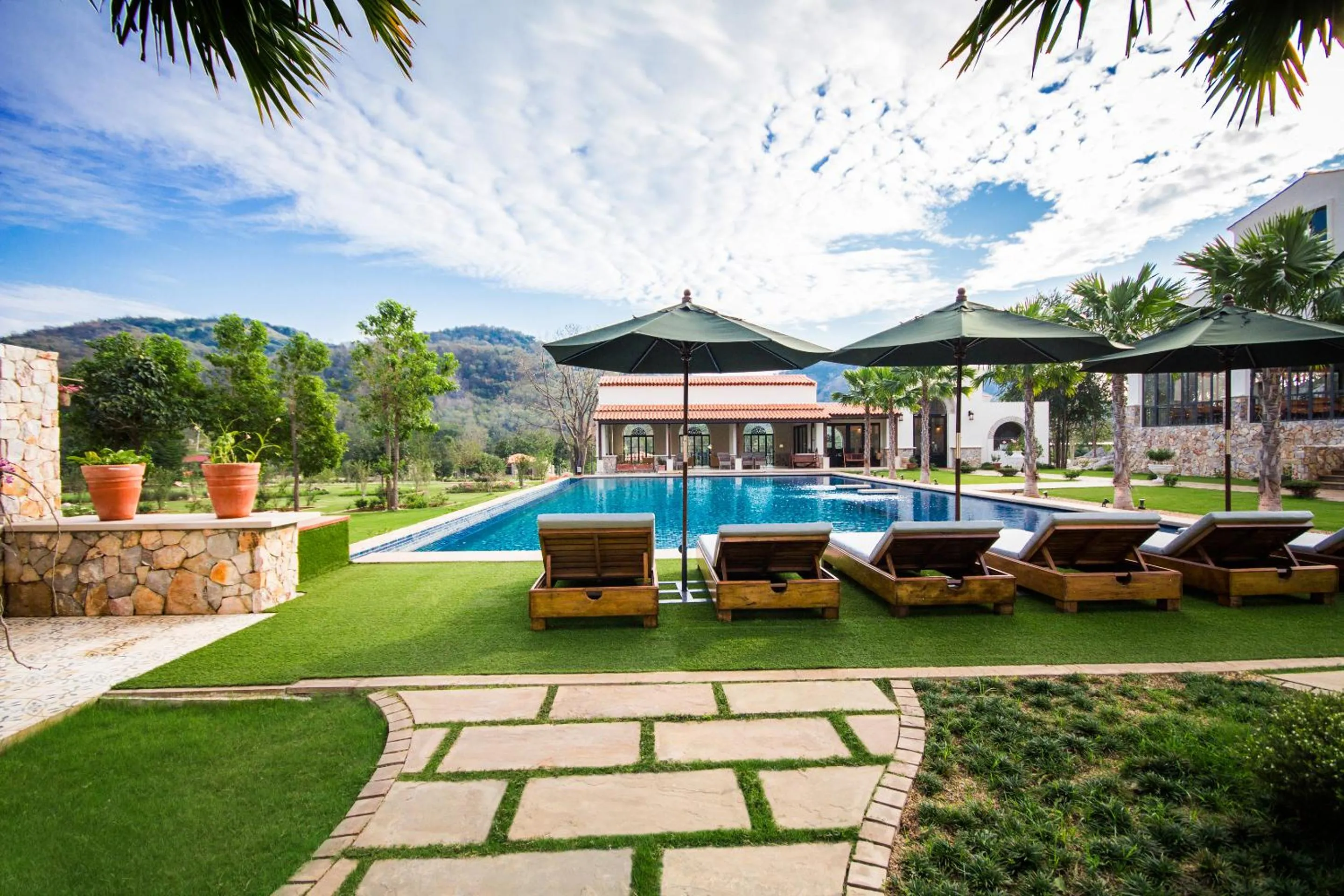 Pool view in Mela Garden Retreat Cottage