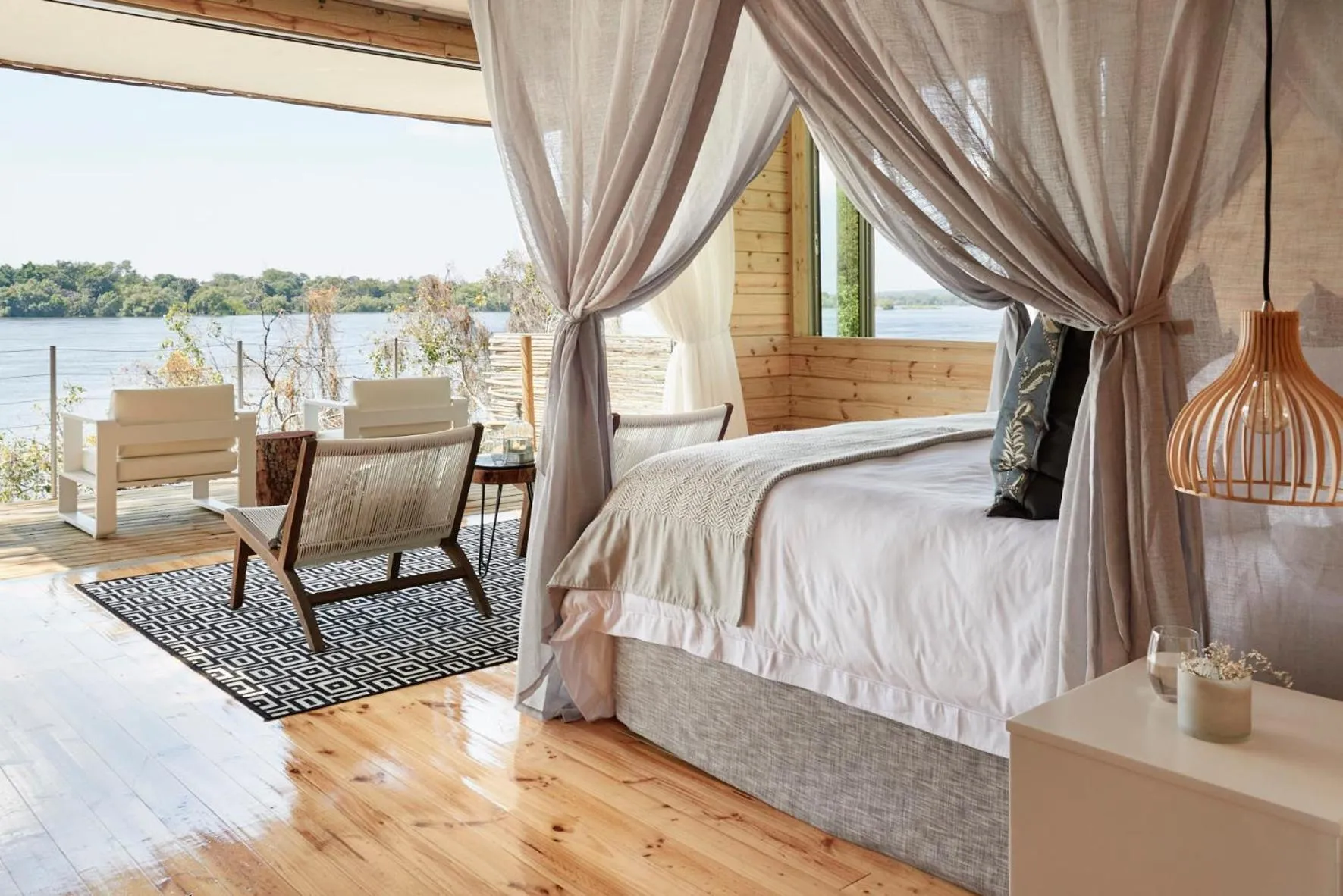 Natural landscape, Bed in Victoria Falls River Lodge