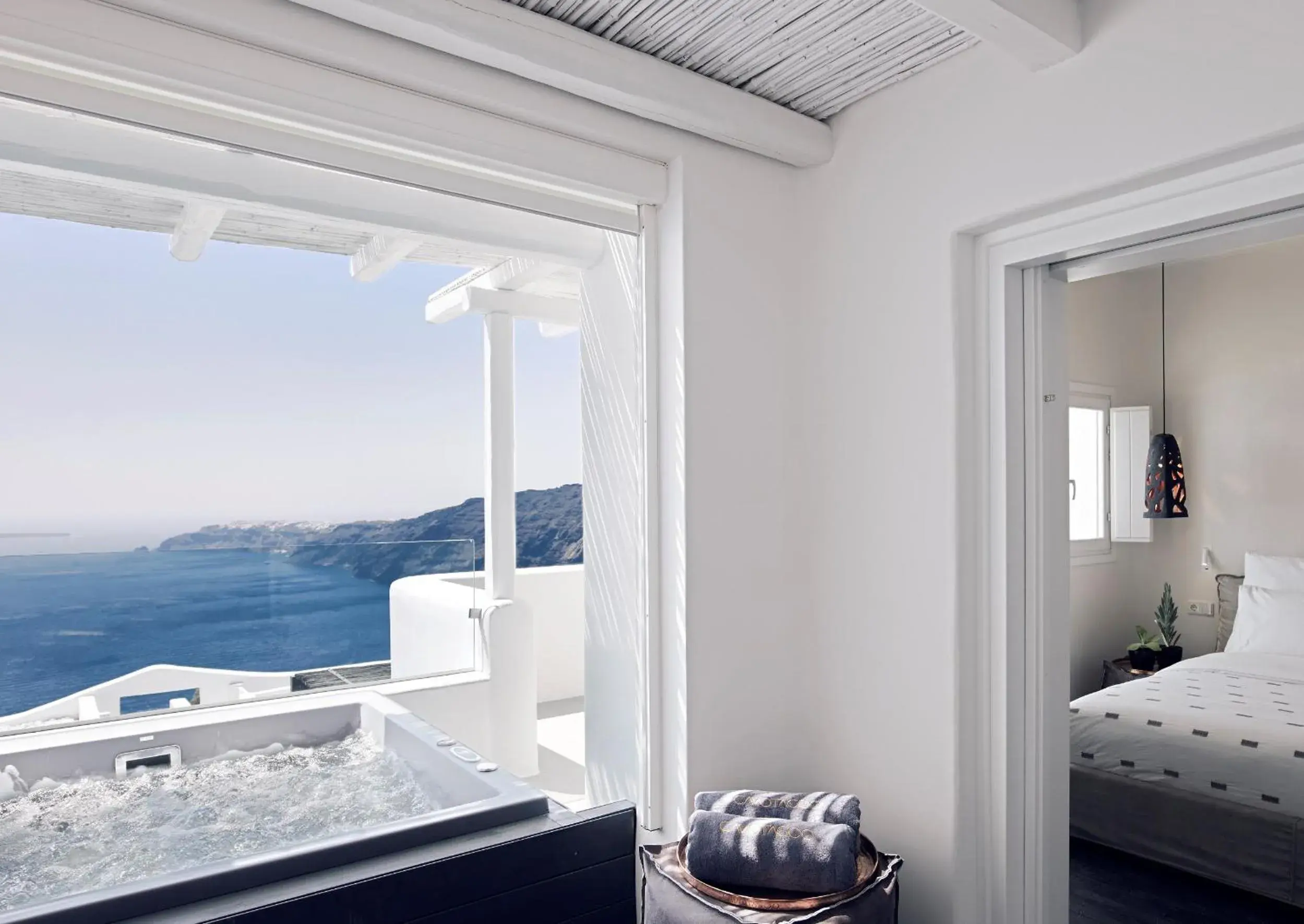 View (from property/room), Bed in Cavo Tagoo Santorini View (from property/room), Bed in Cavo Tagoo Santorini