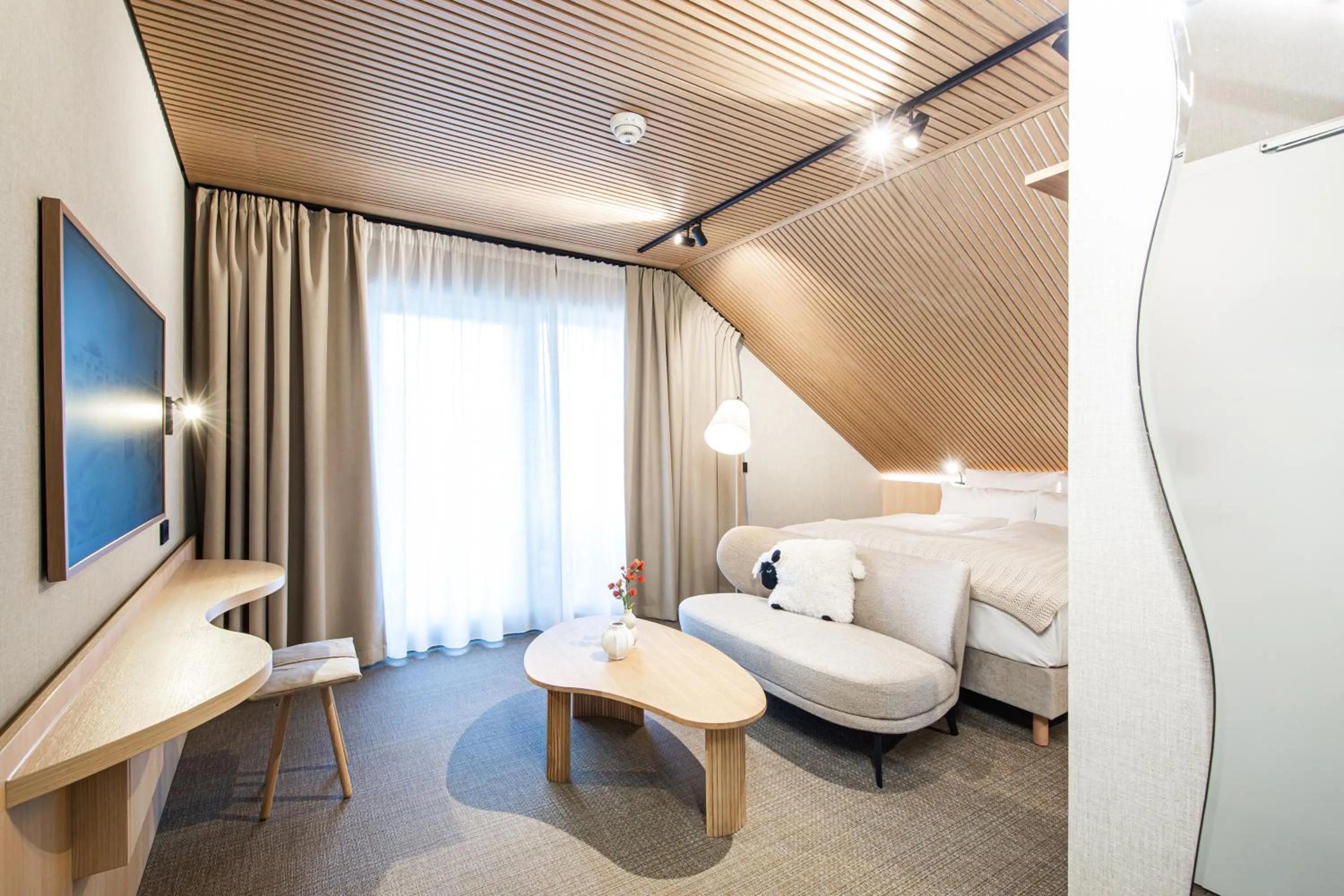 Living room, Bed in Bude54