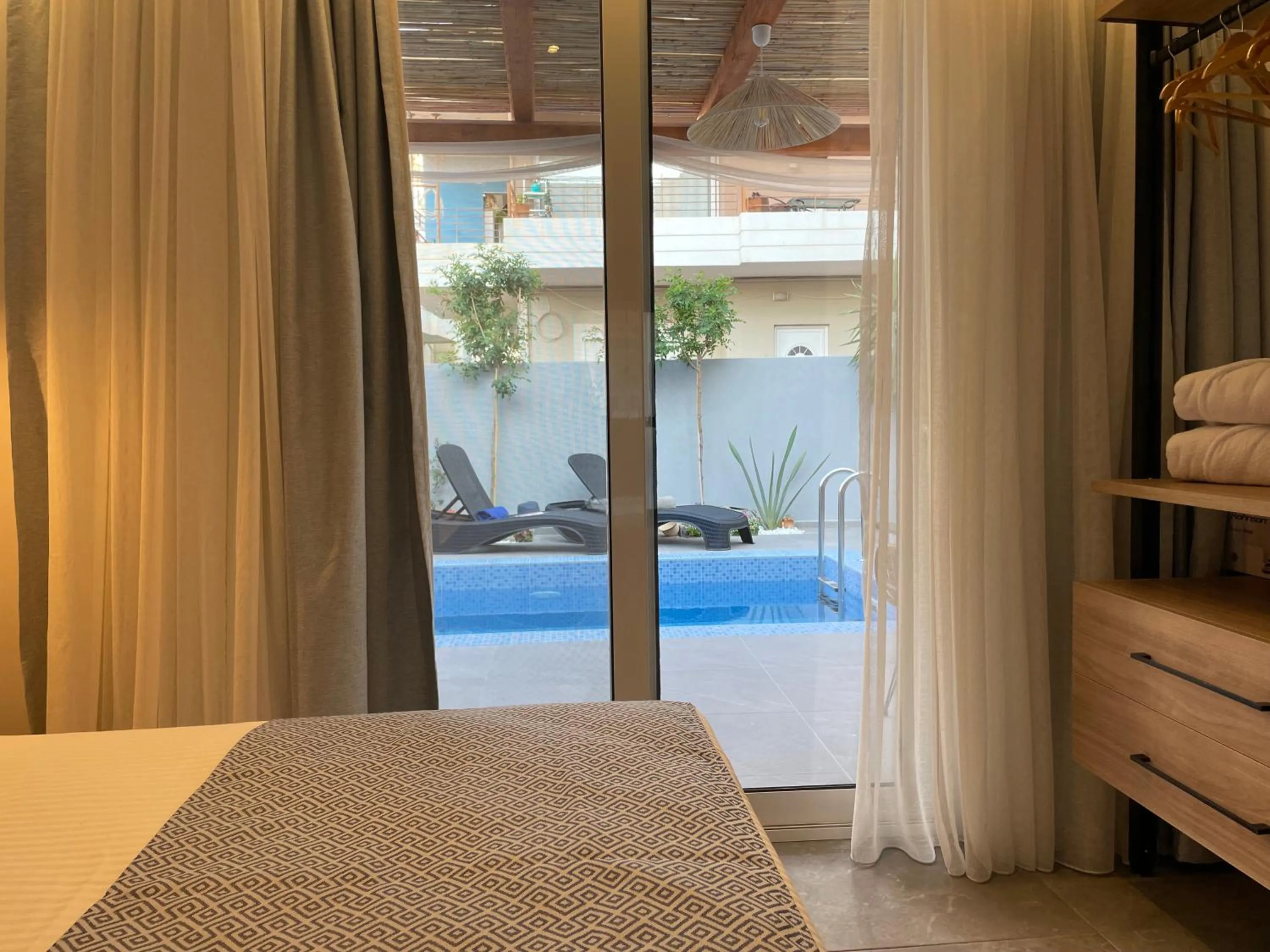 Swimming pool, Bed in Voula Hotel