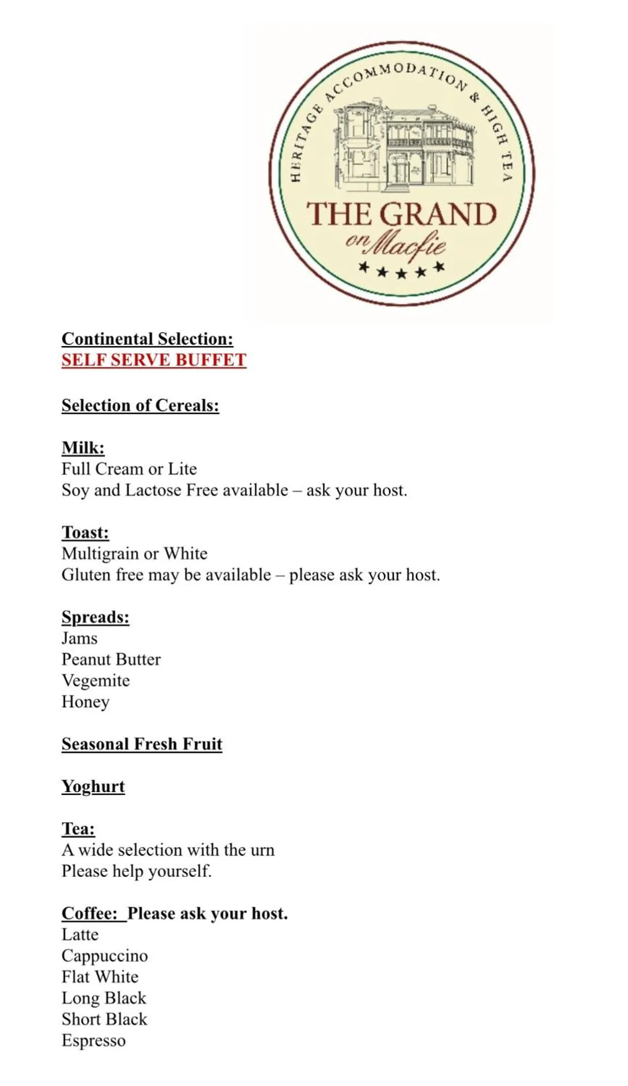 Breakfast in The Grand On Macfie