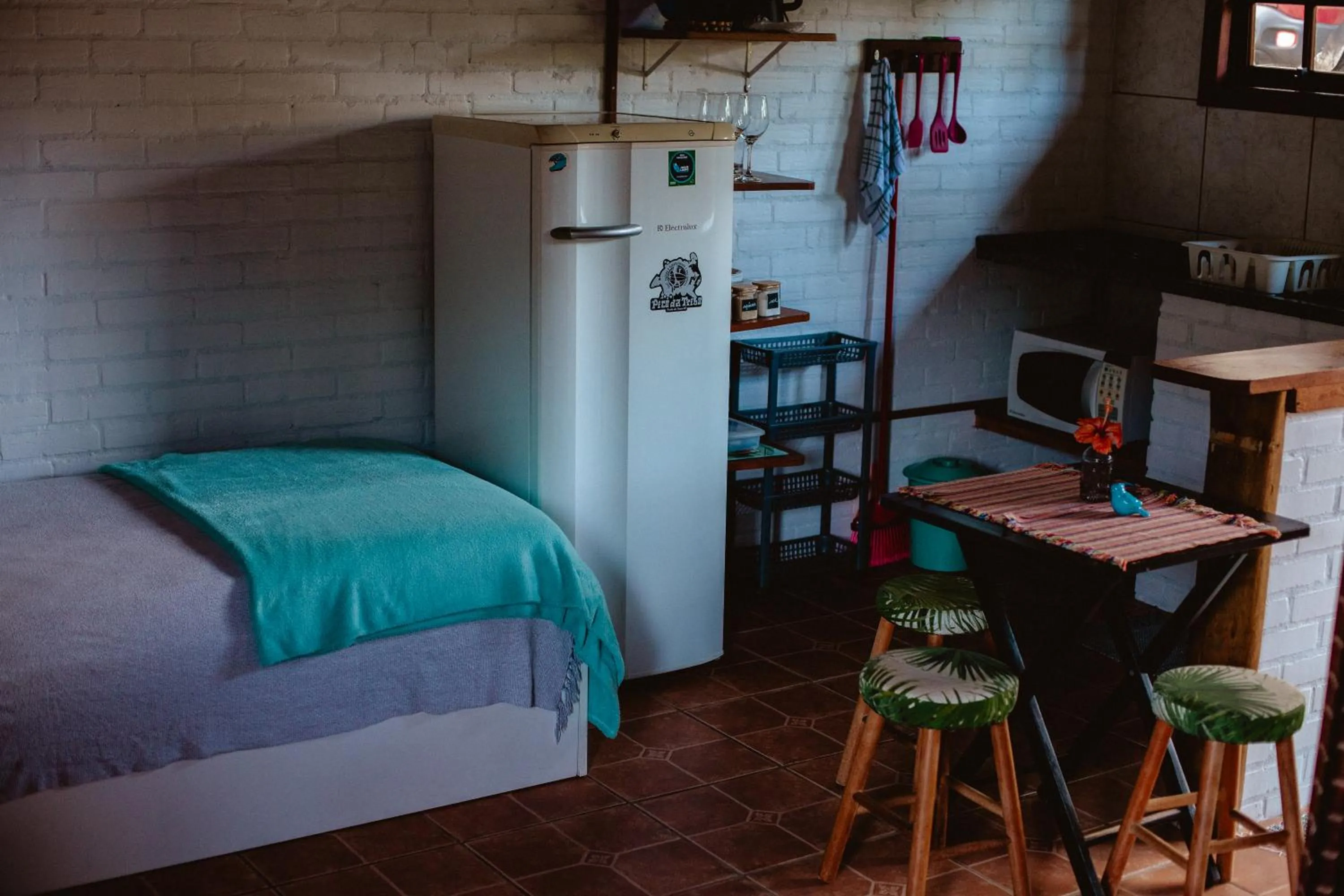 Kitchen or kitchenette, Bed in Pousada Villa Seychelles