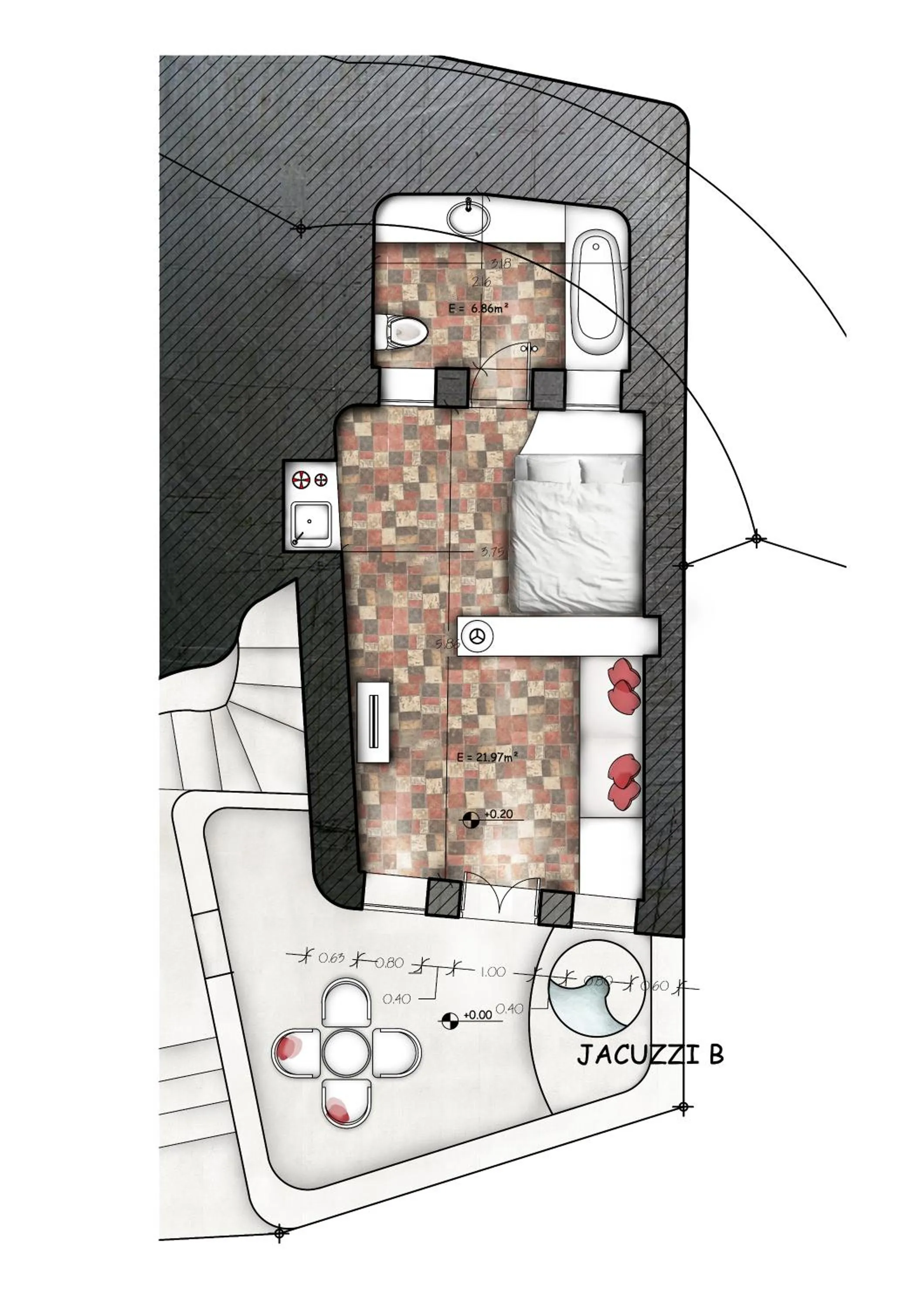 Floor plan in The Architect's Cave House