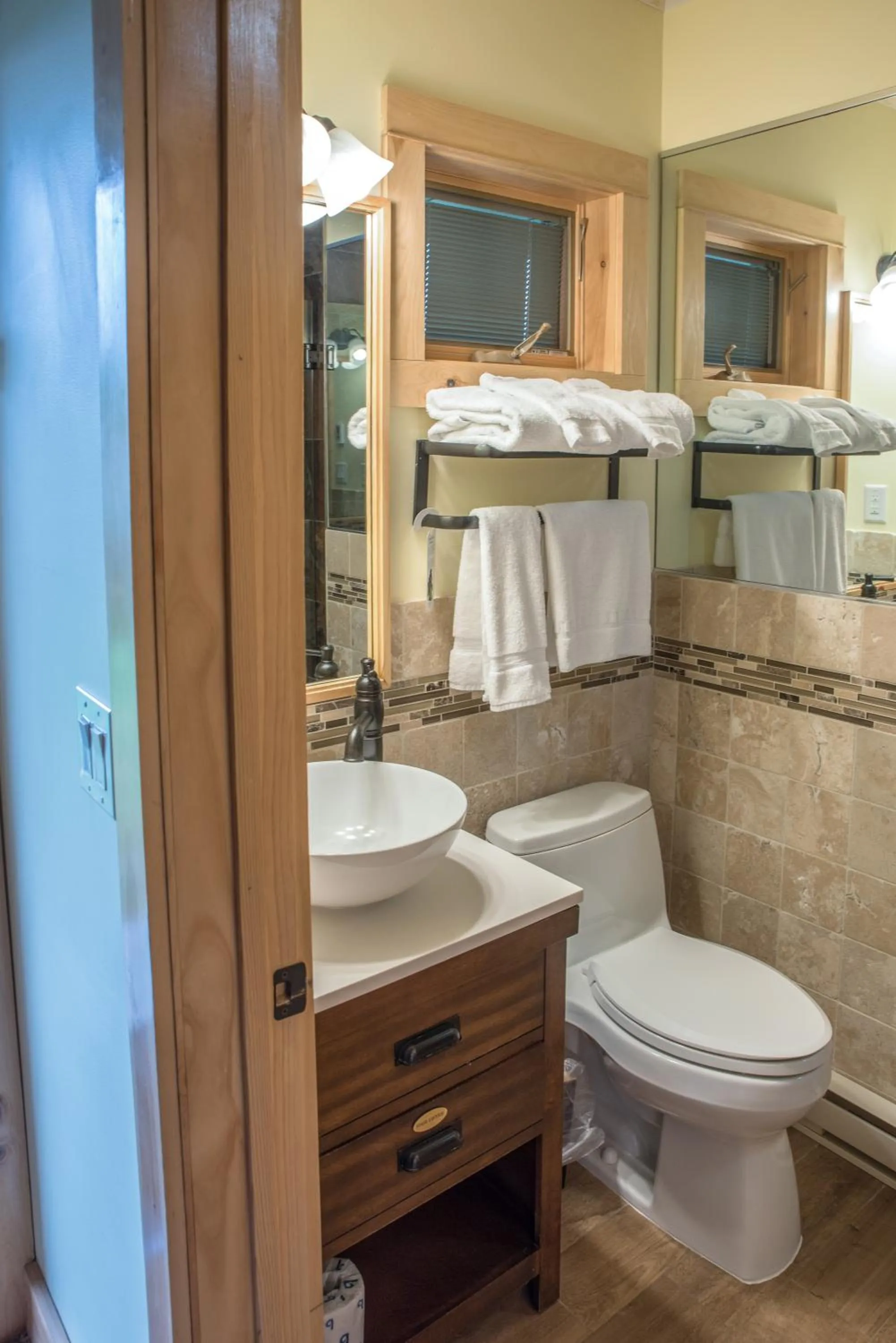 Toilet in Adirondack Spruce Lodge