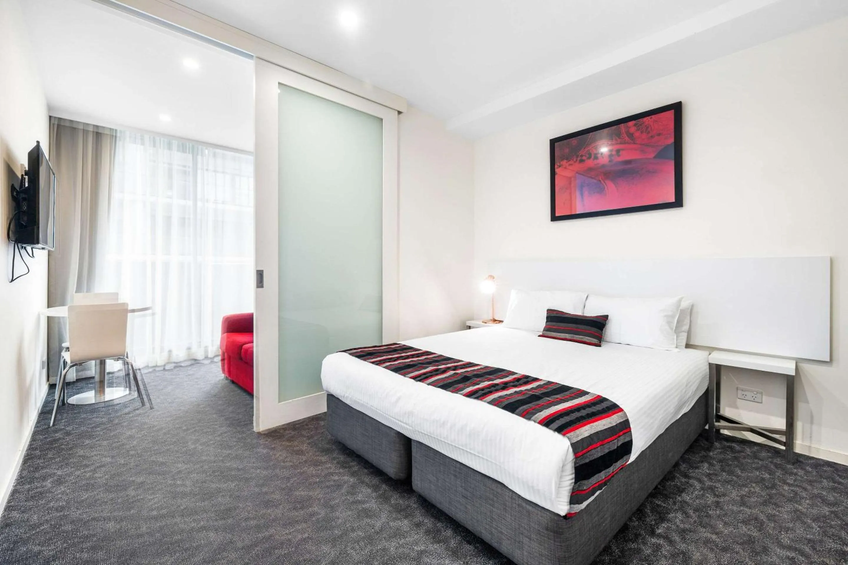 Bedroom, Bed in Comfort Apartments Box Hill