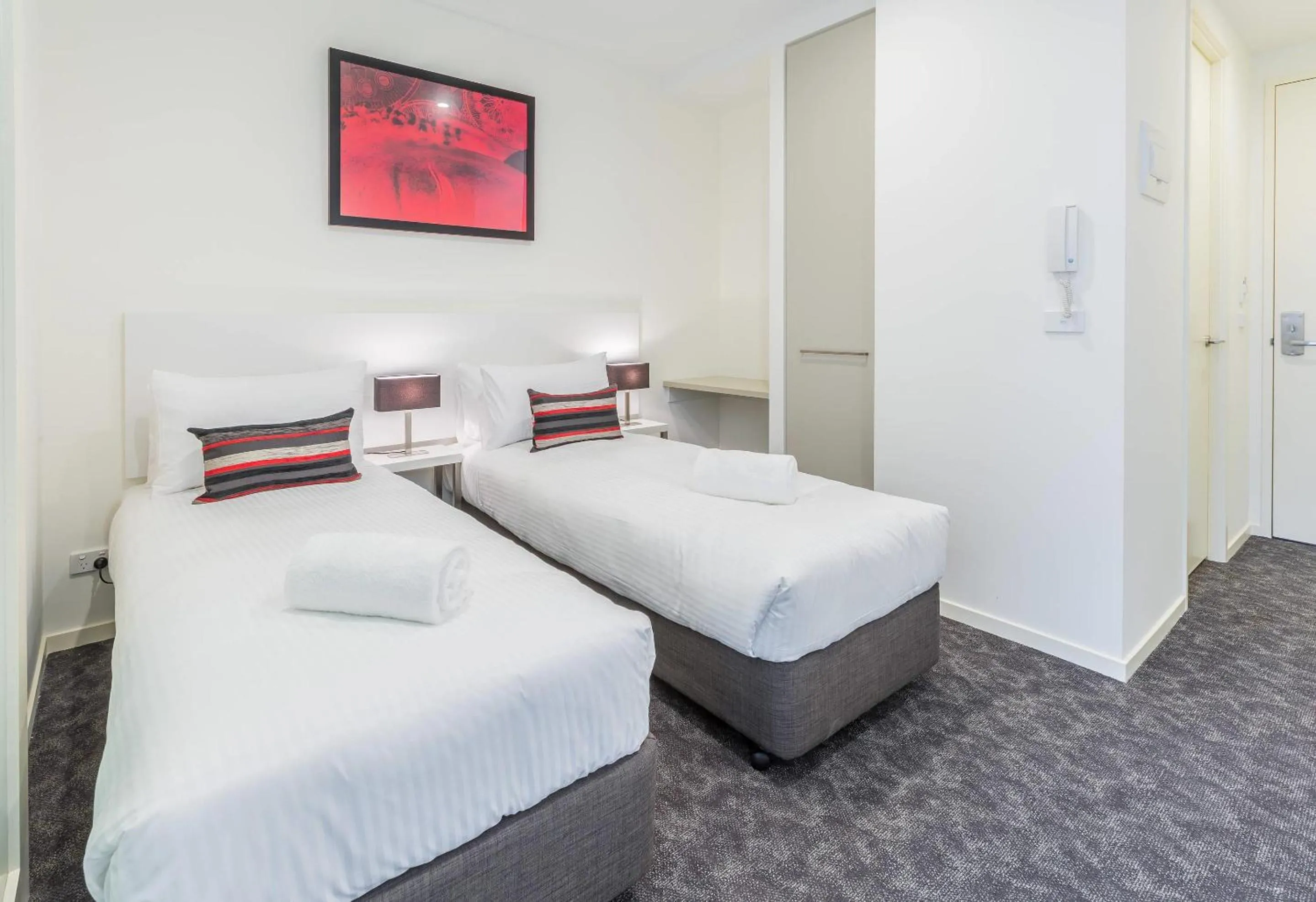 Bedroom, Bed in Comfort Apartments Box Hill