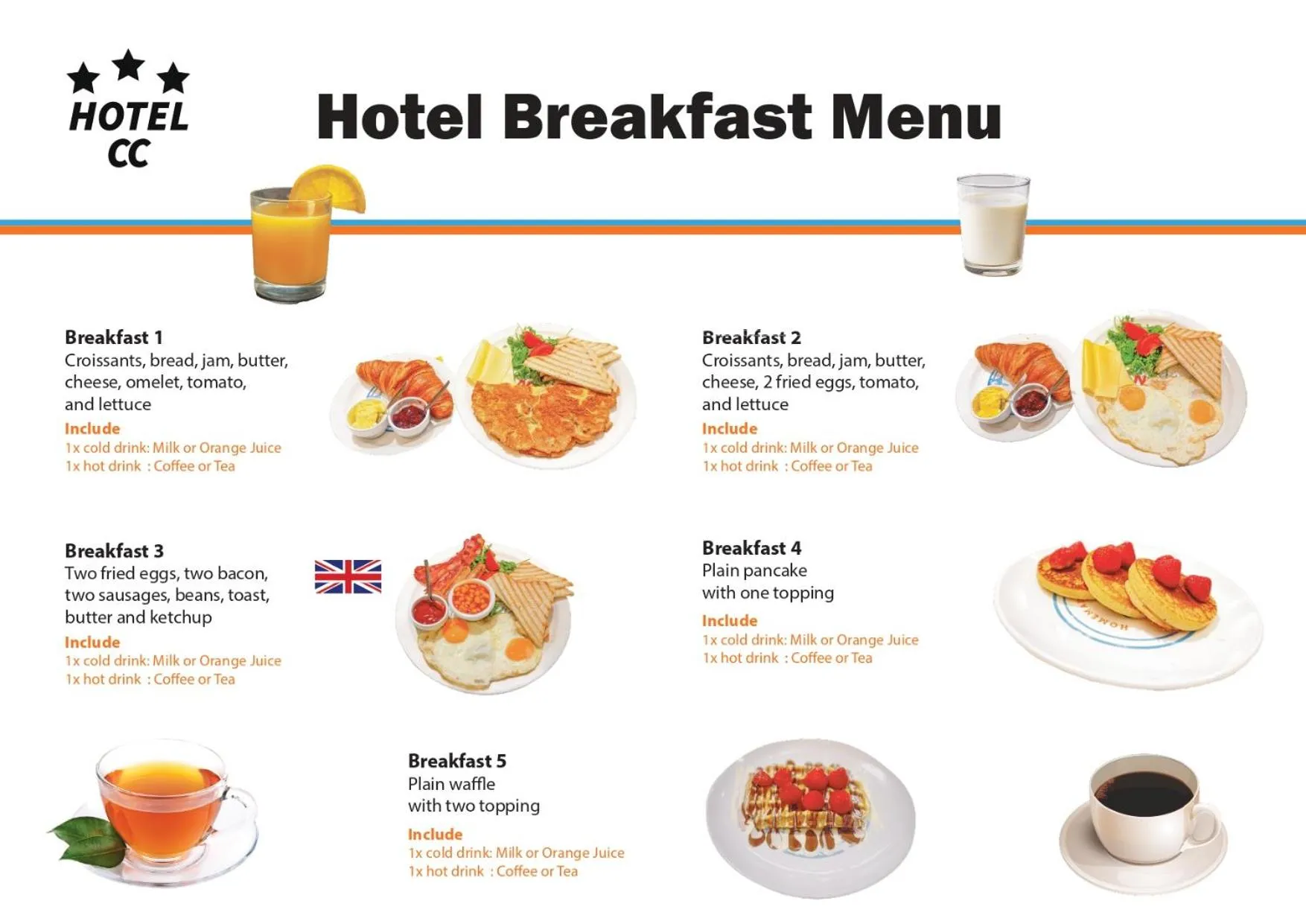 Food and drinks in Hotel CC