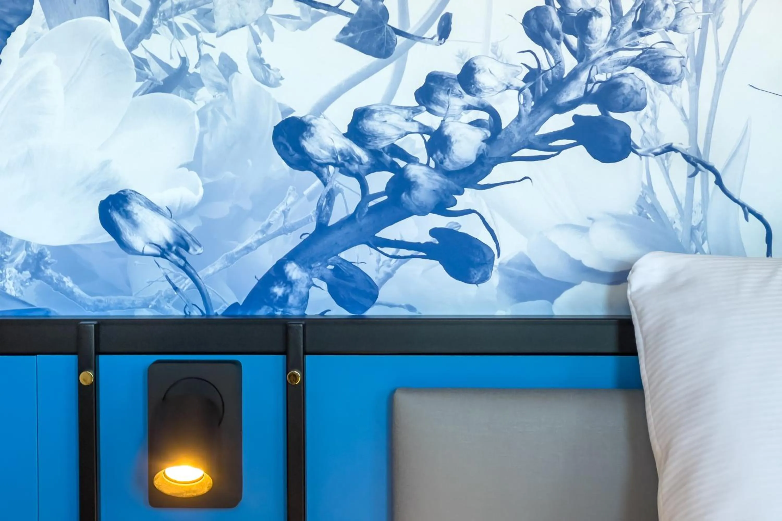 Decorative detail, Bed in Dutch Design Hotel Vondelpark