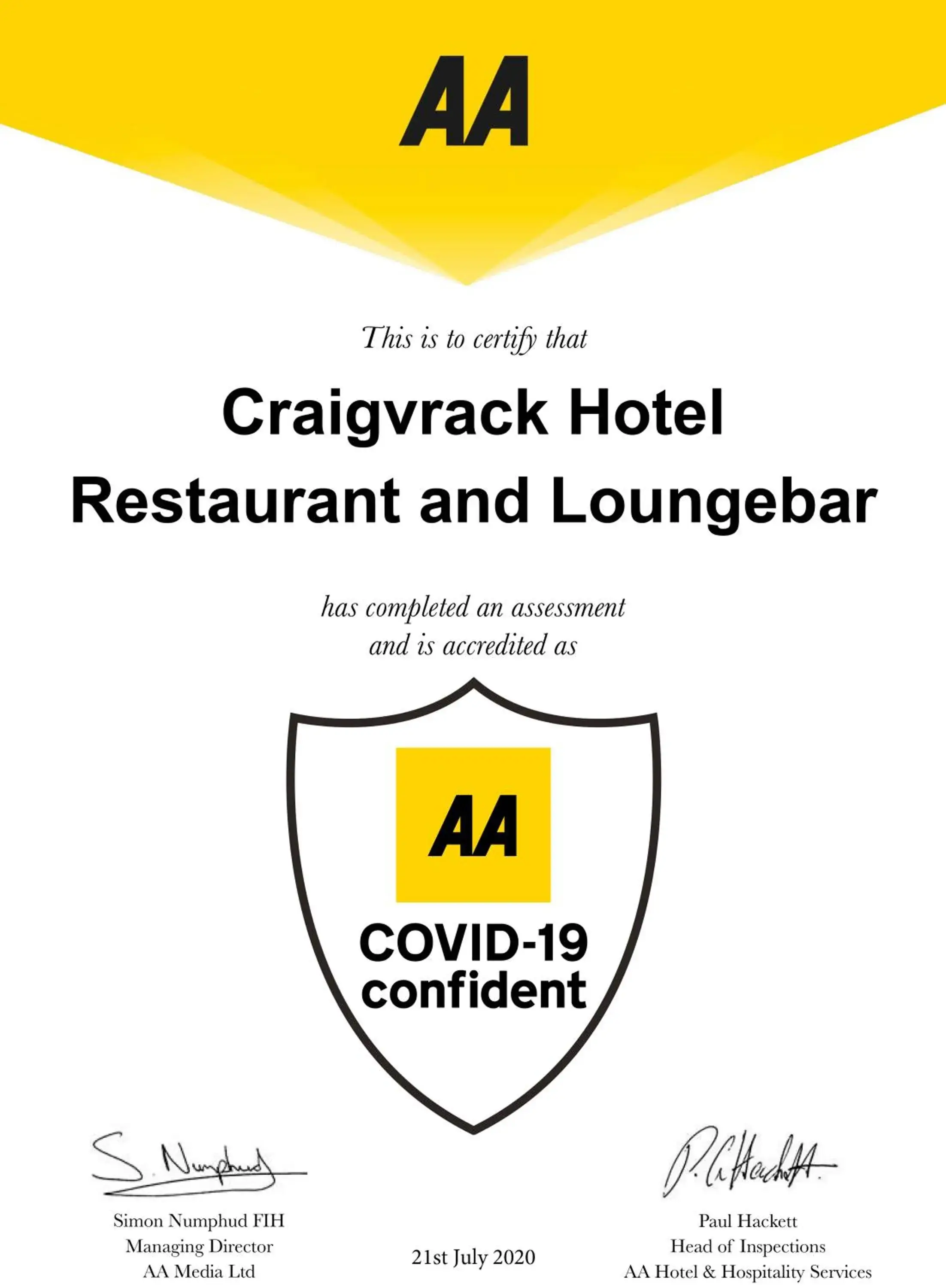 Certificate/Award in Craigvrack Hotel & Restaurant Certificate/Award in Craigvrack Hotel & Restaurant