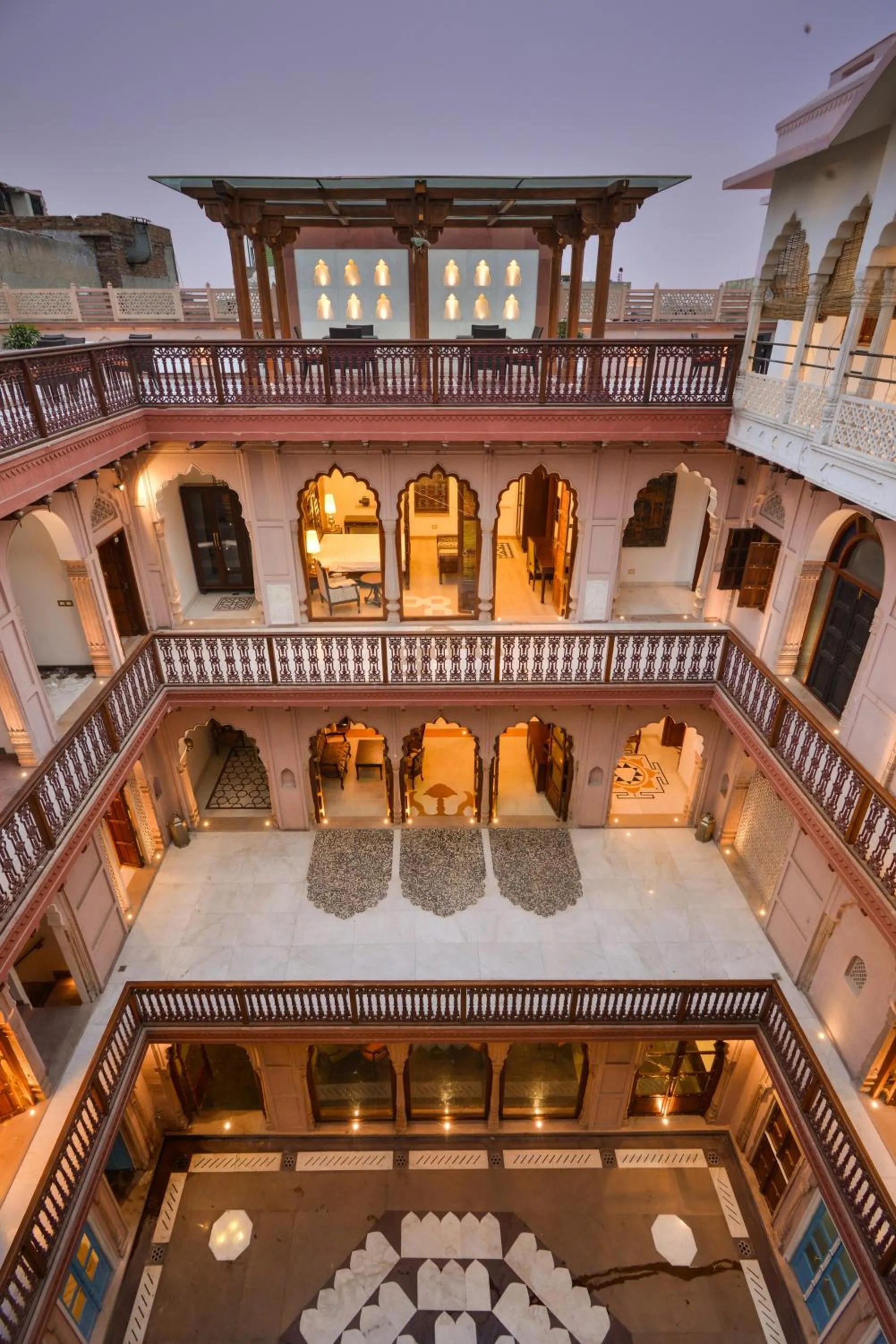 Balcony/Terrace in Haveli Dharampura & Golden Haveli- UNESCO awarded Boutique Heritage Hotel