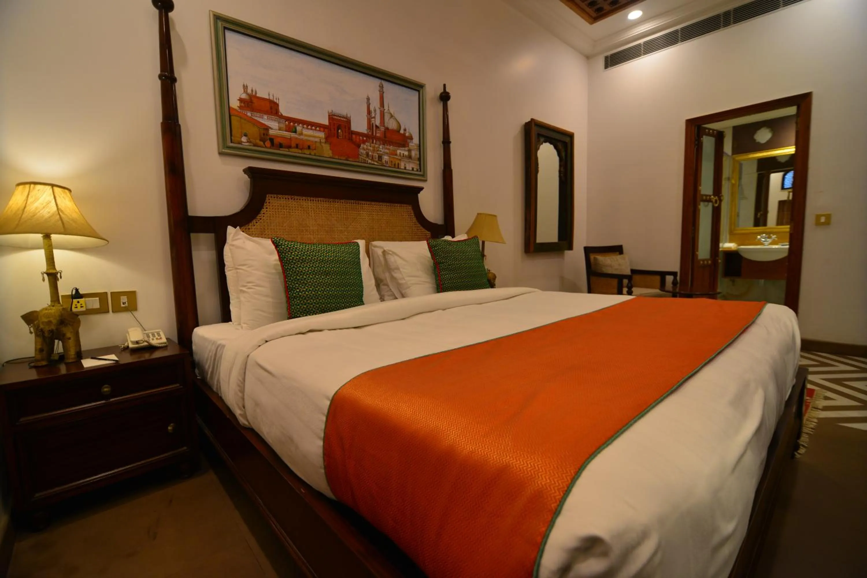 Photo of the whole room, Bed in Haveli Dharampura & Golden Haveli- UNESCO awarded Boutique Heritage Hotel