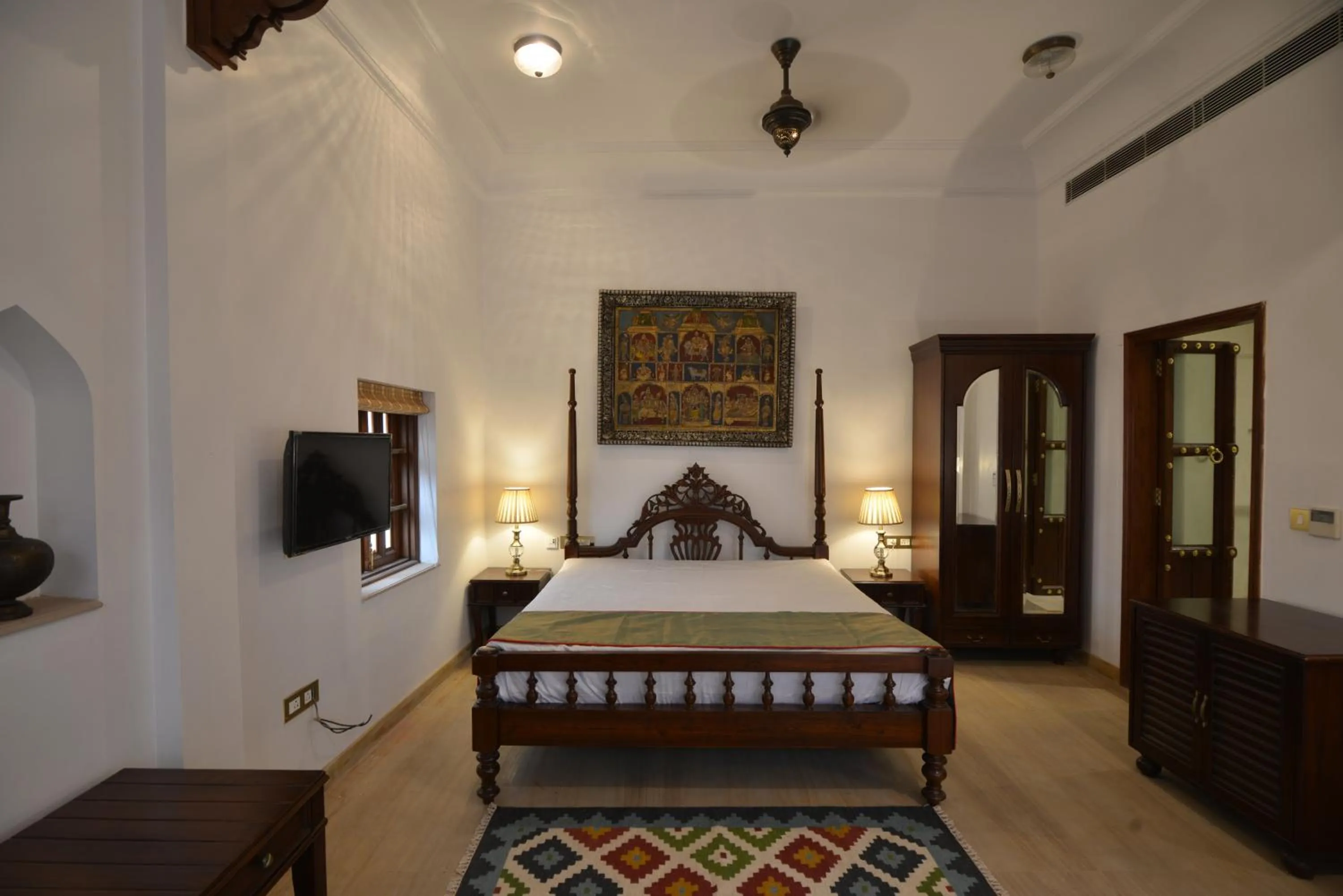 Photo of the whole room, Bed in Haveli Dharampura & Golden Haveli- UNESCO awarded Boutique Heritage Hotel