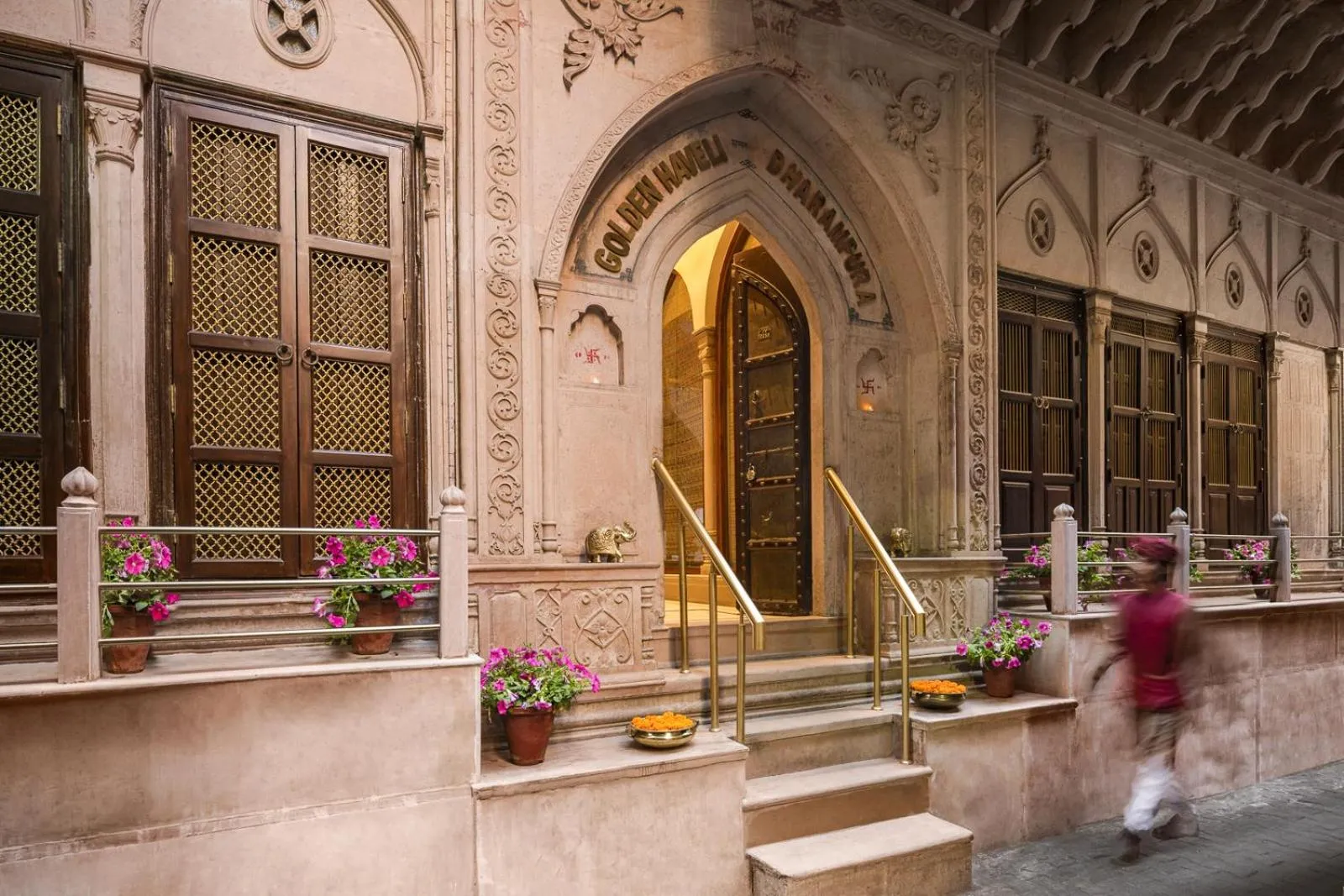 Facade/entrance in Haveli Dharampura & Golden Haveli- UNESCO awarded Boutique Heritage Hotel