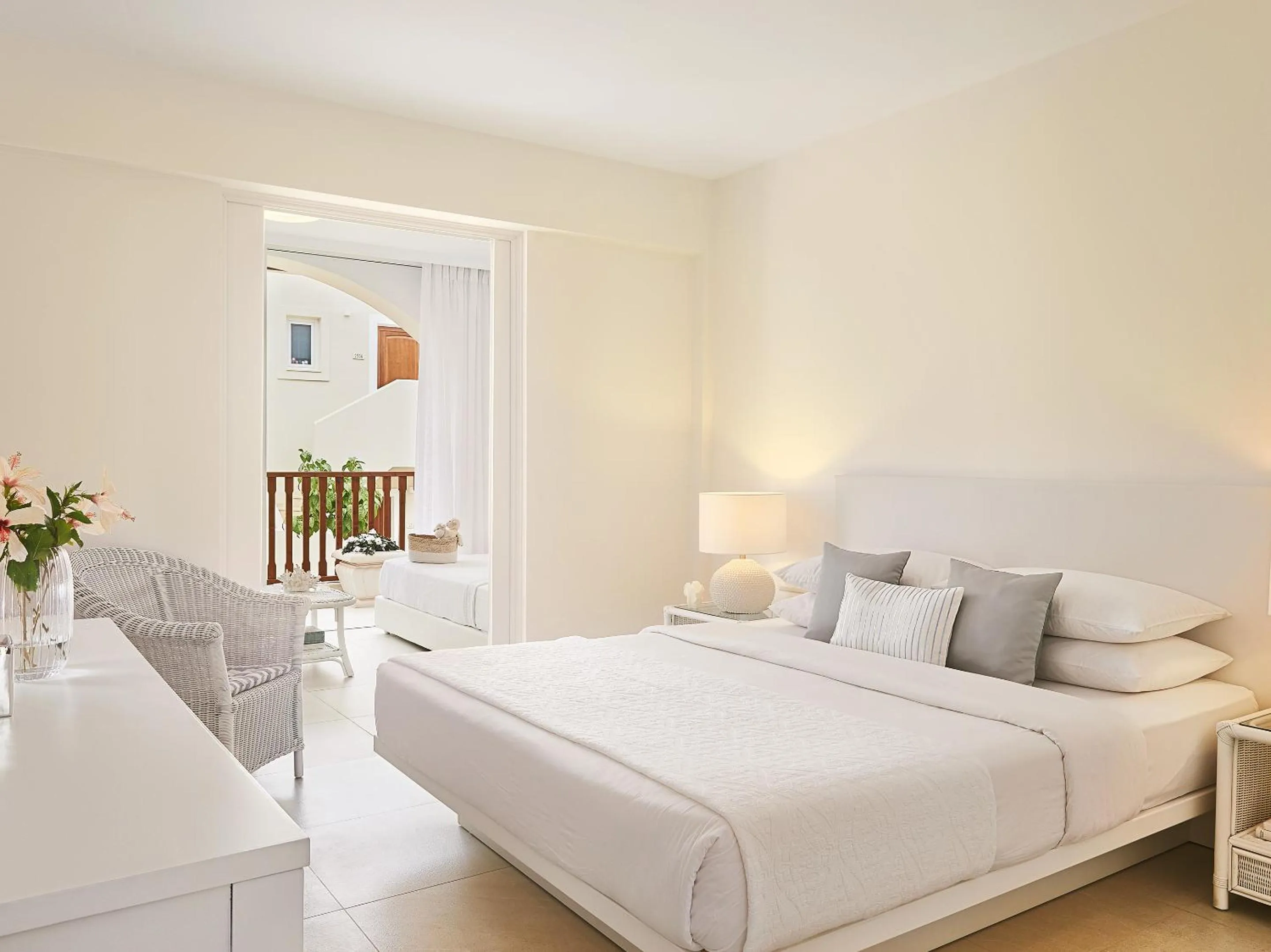 View (from property/room), Bed in Grecotel Marine Palace & Aqua Park