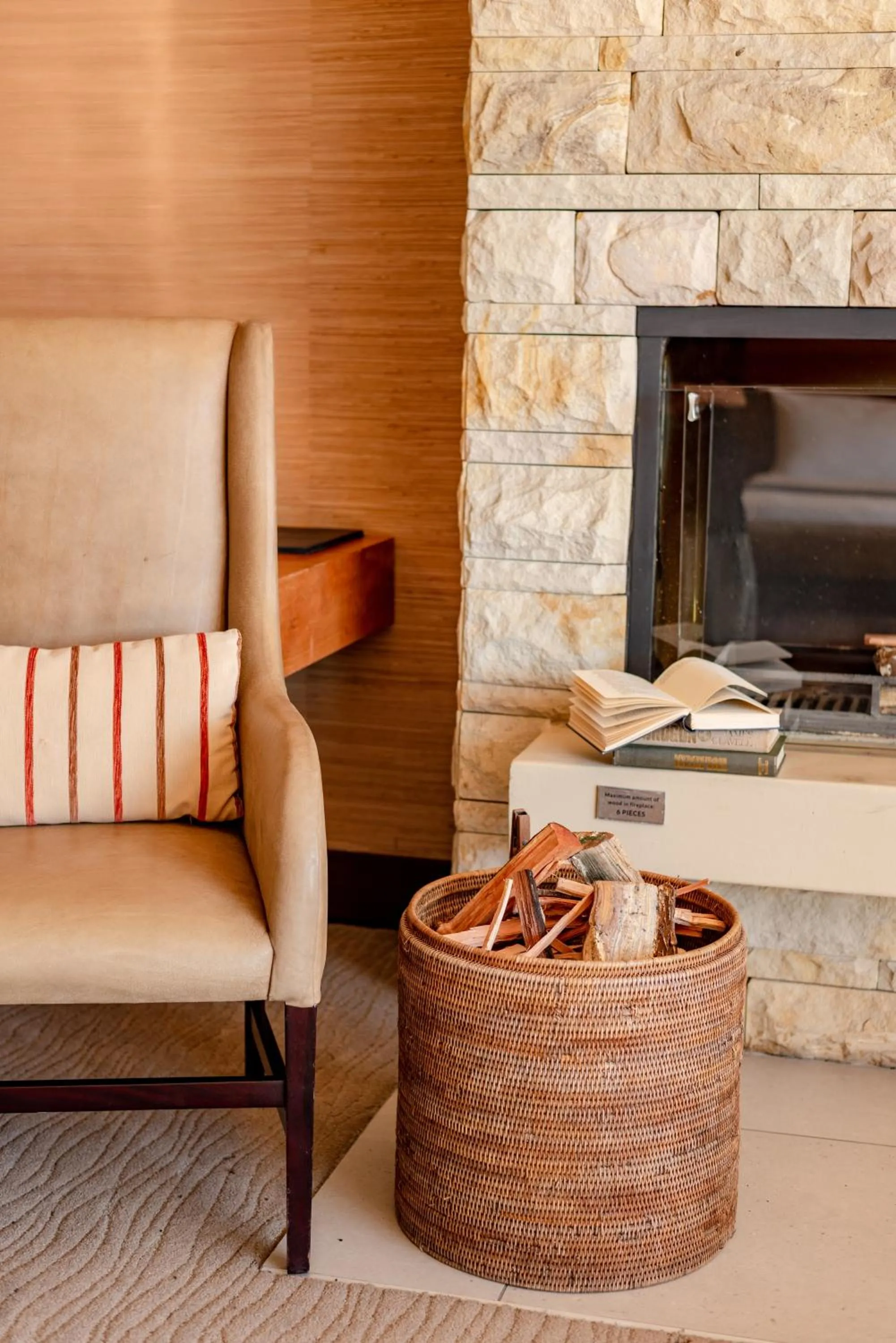 fireplace in Pezula Nature Retreat