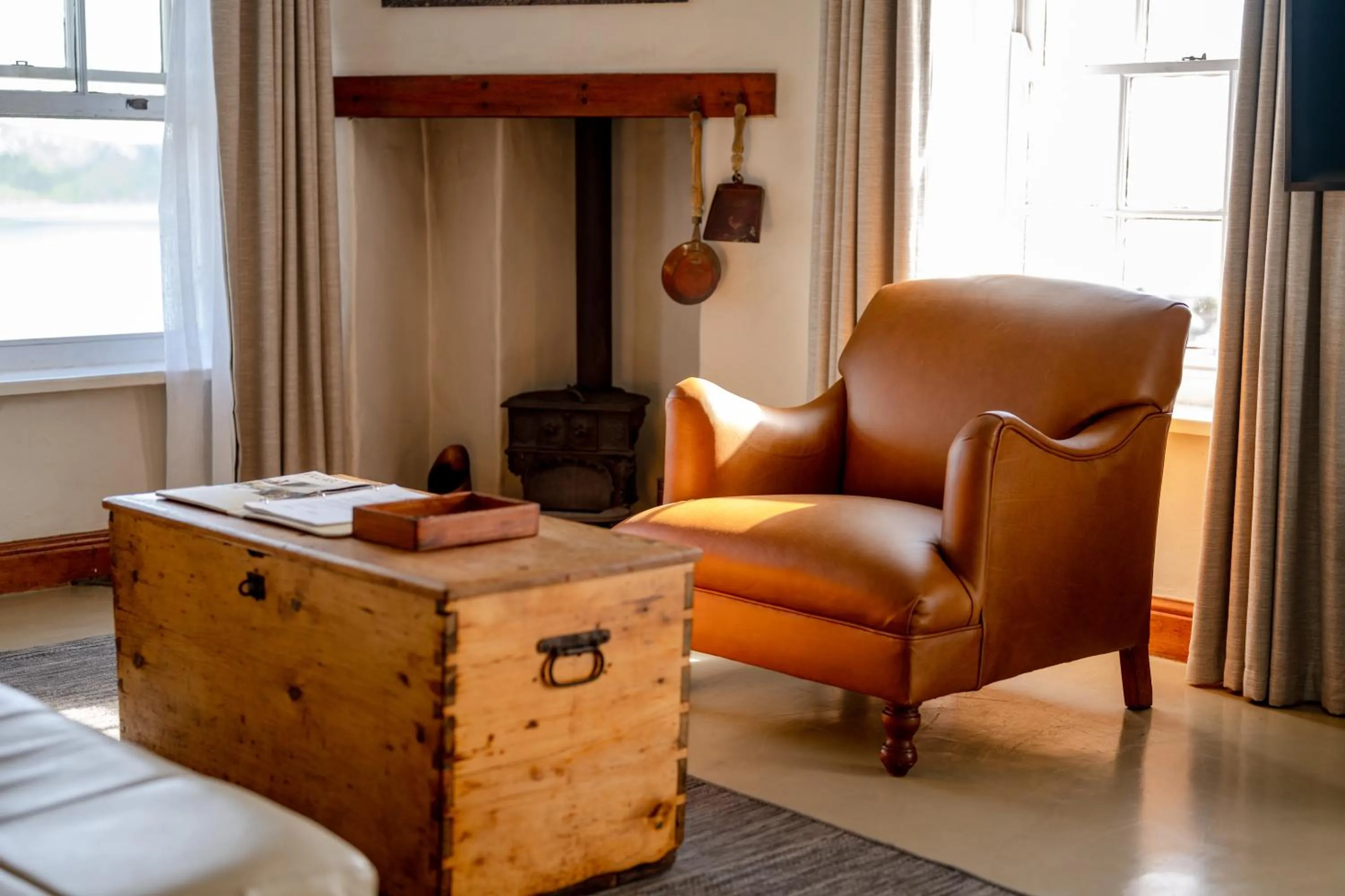 fireplace in The Farmhouse Hotel