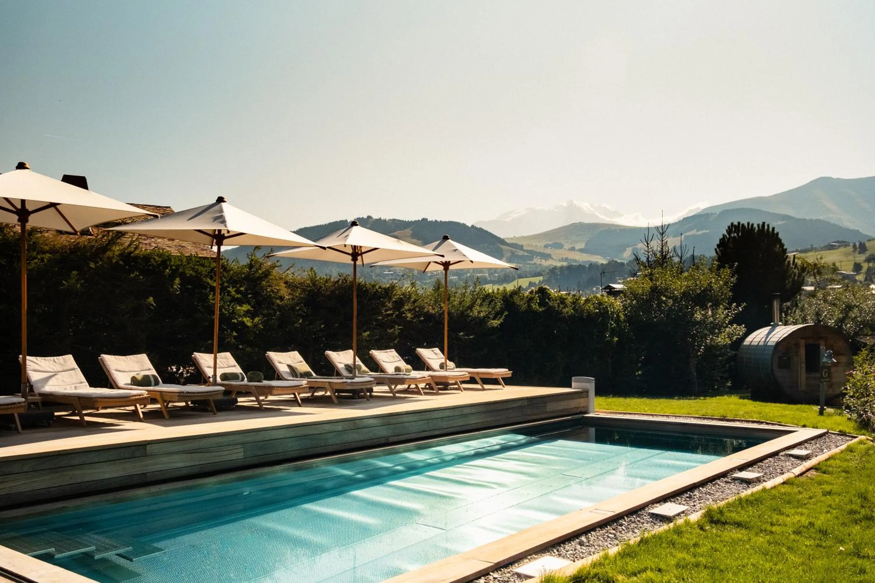 Pool view in L'Alpaga, a Beaumier hotel