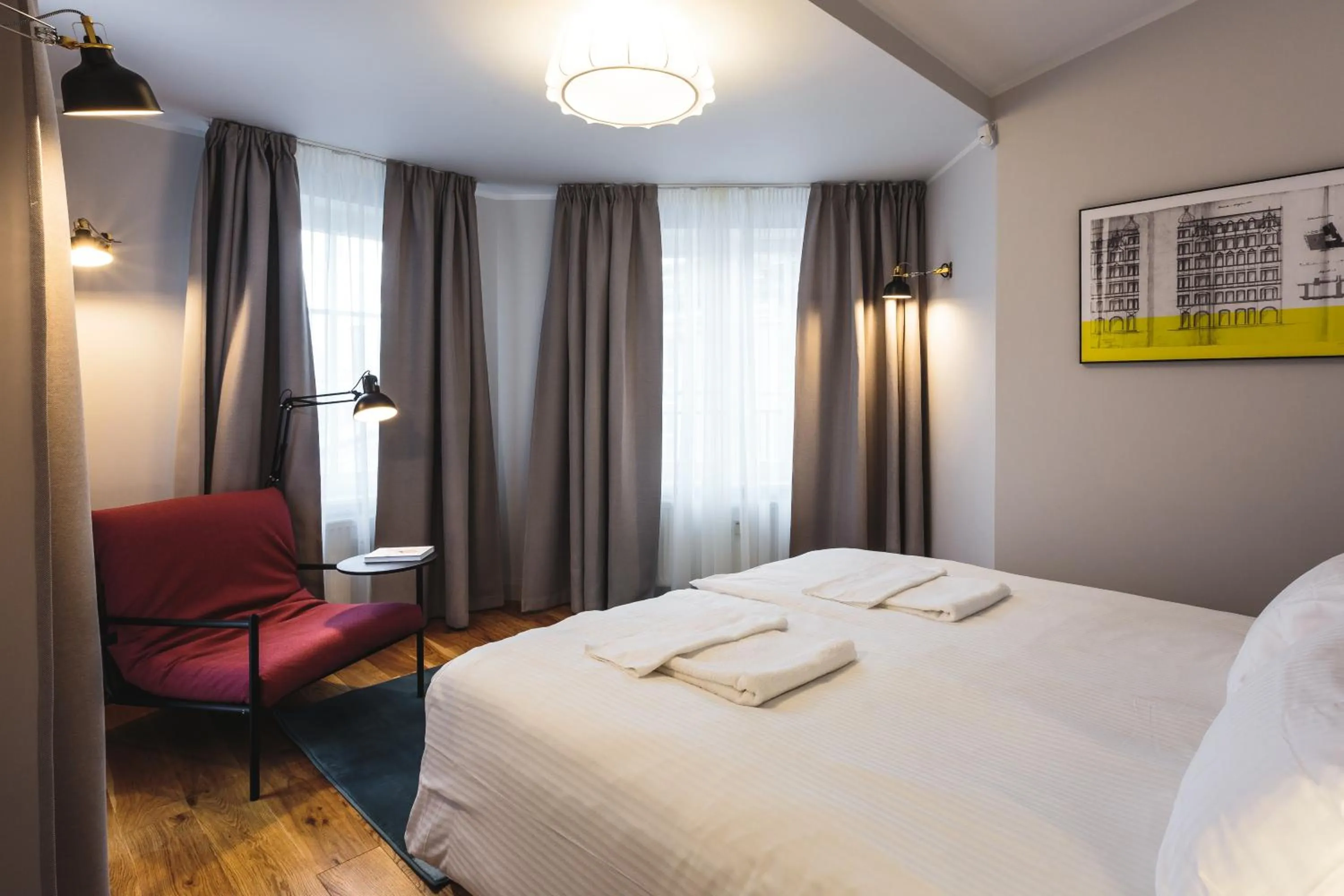 Seating area, Bed in Riga Lux Apartments - Skolas