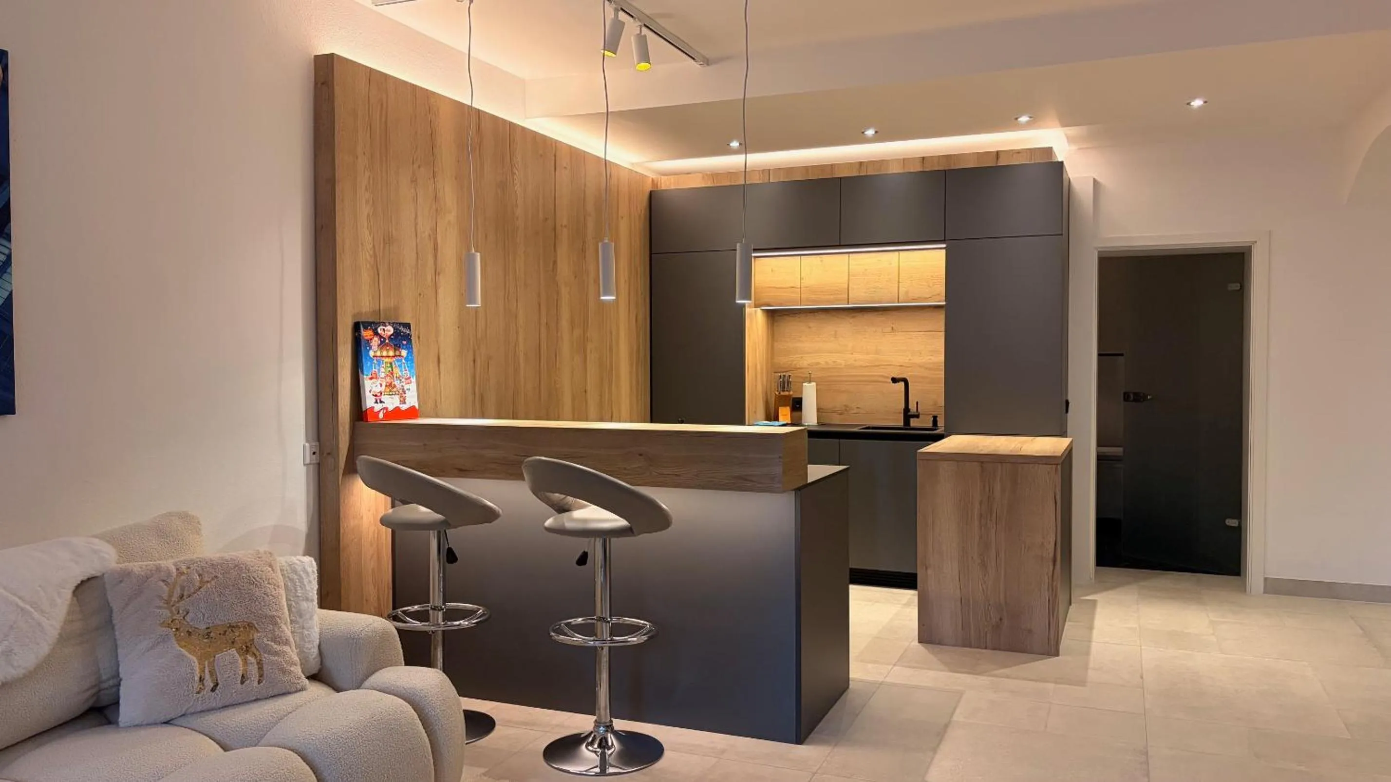 Kitchen or kitchenette in Villa am Park Apartment