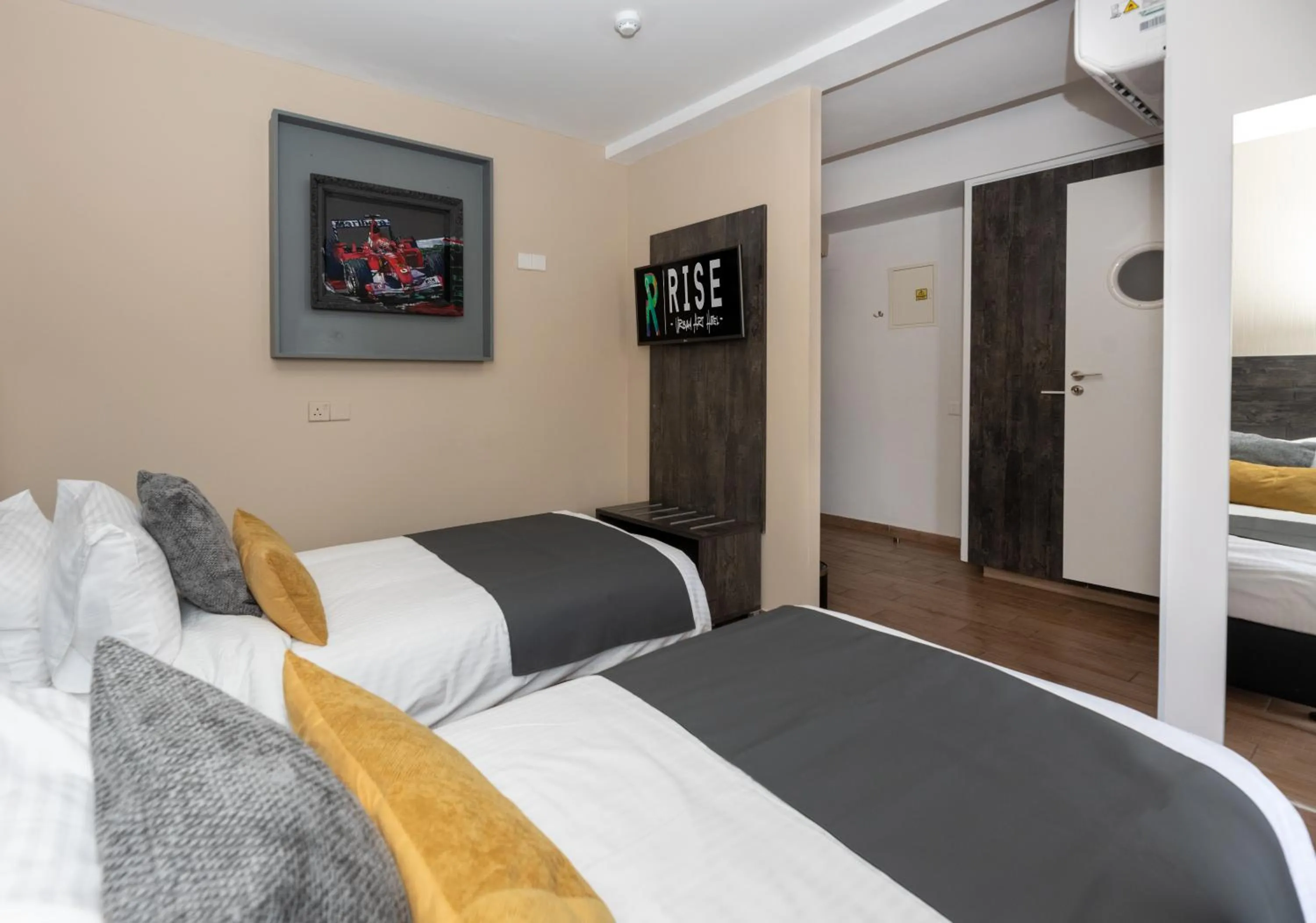 Decorative detail, Bed in Rise Urban Art Hotel