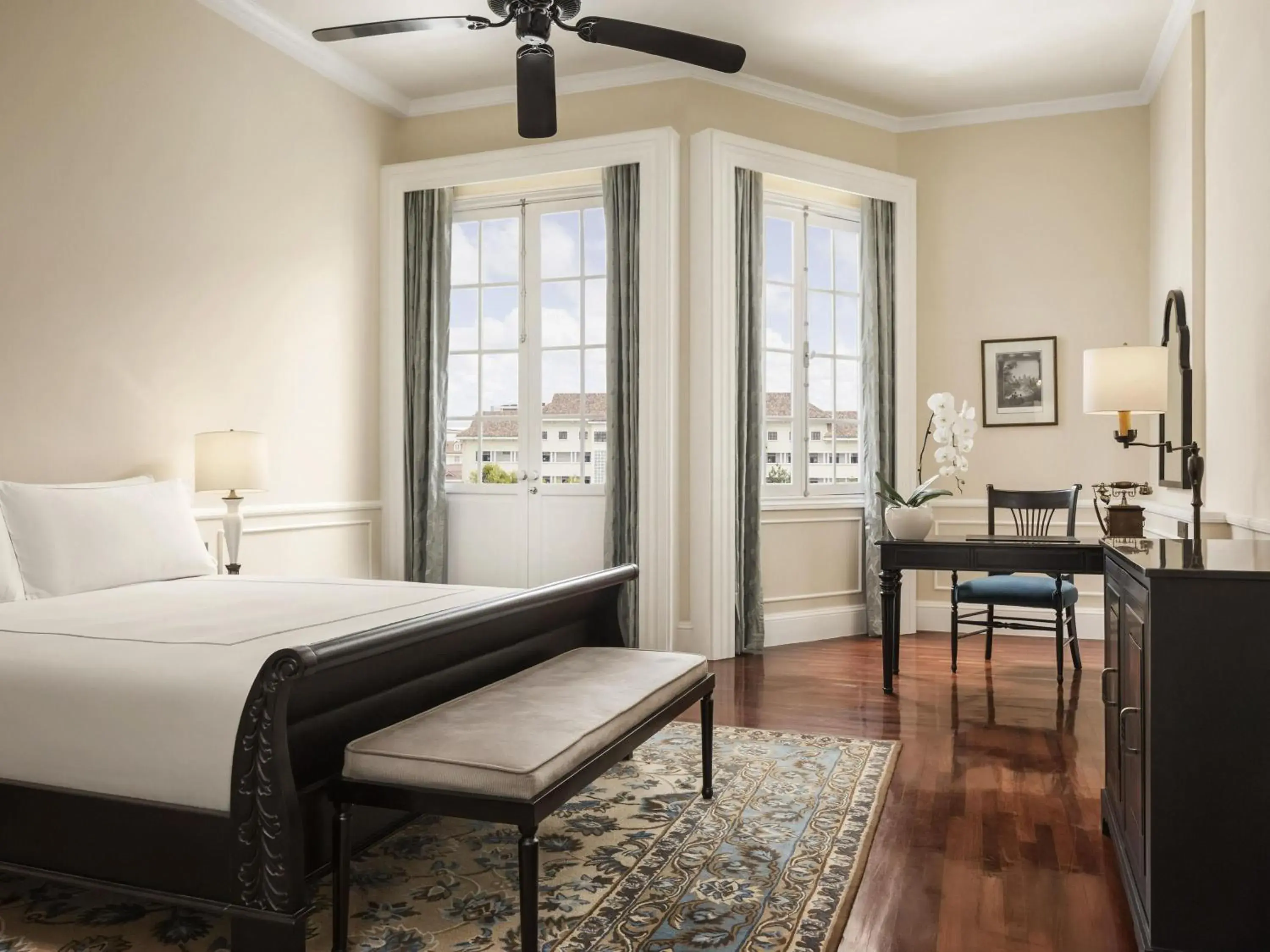 Bedroom, Bed in Raffles Hotel Le Royal Bedroom, Bed in Raffles Hotel Le Royal