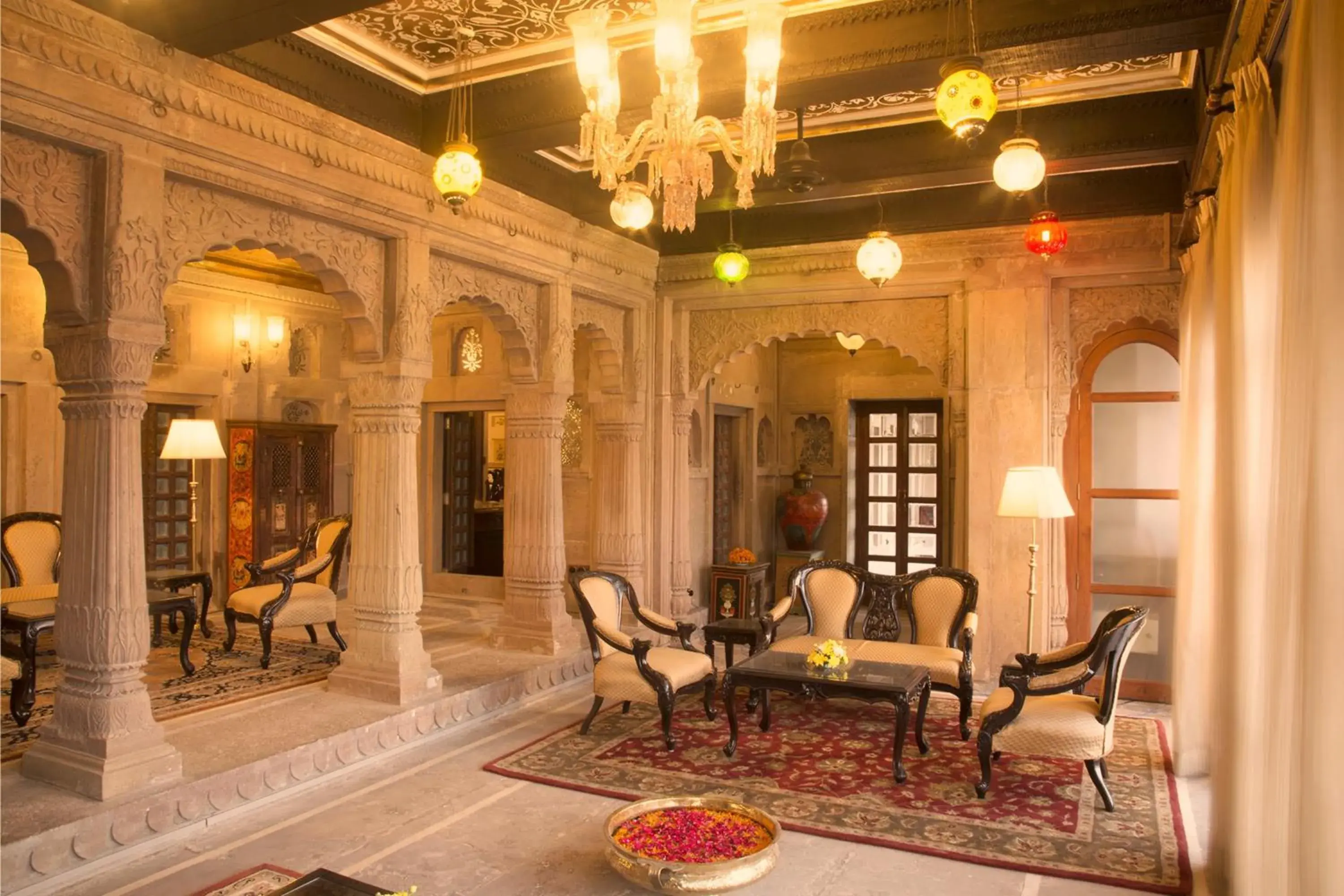 Lobby or reception in BrijRama Palace, Varanasi - By the Ganges Lobby or reception in BrijRama Palace, Varanasi - By the Ganges