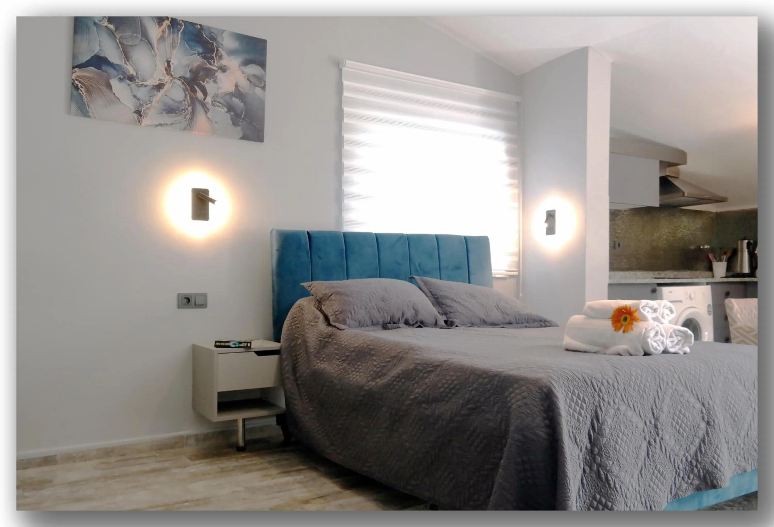 Bed in Aspendos Suites Konyaaltı Apart