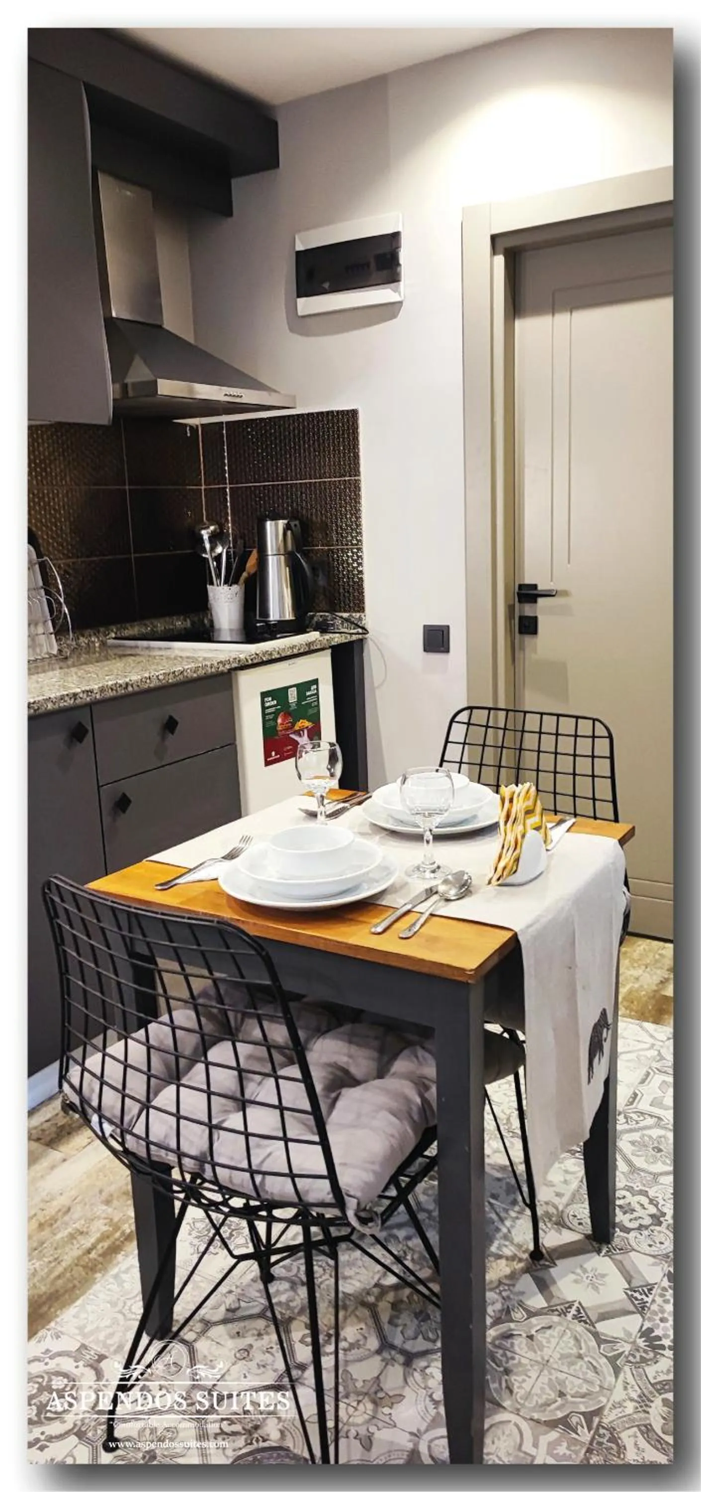 Kitchen or kitchenette in Aspendos Suites Konyaaltı Apart