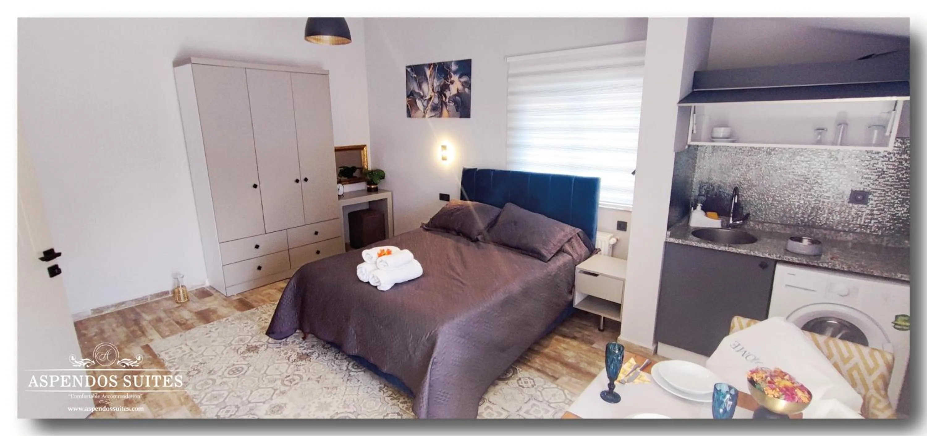 Bed in Aspendos Suites Konyaaltı Apart
