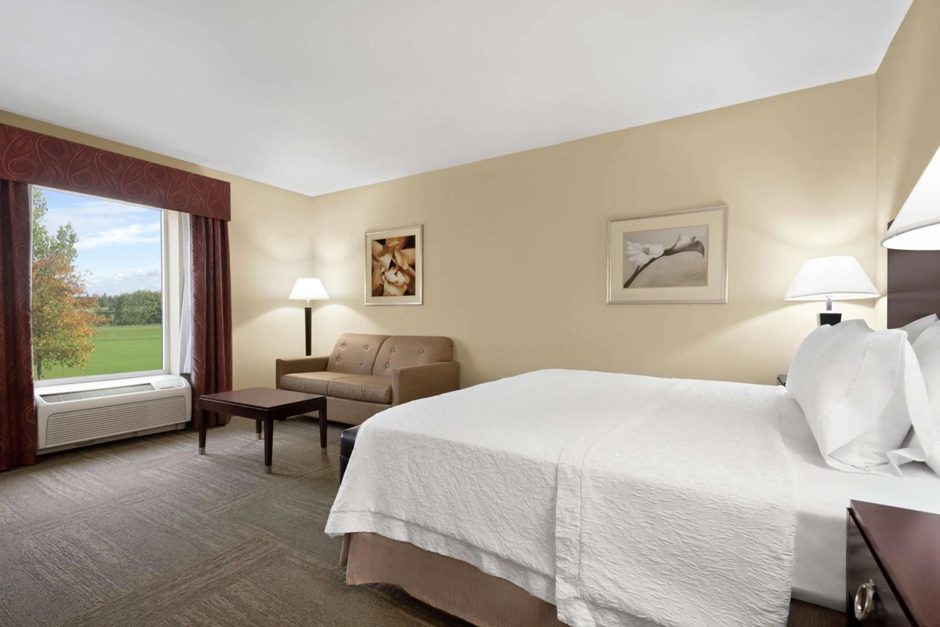 Living room, Bed in Hampton Inn & Suites Brunswick