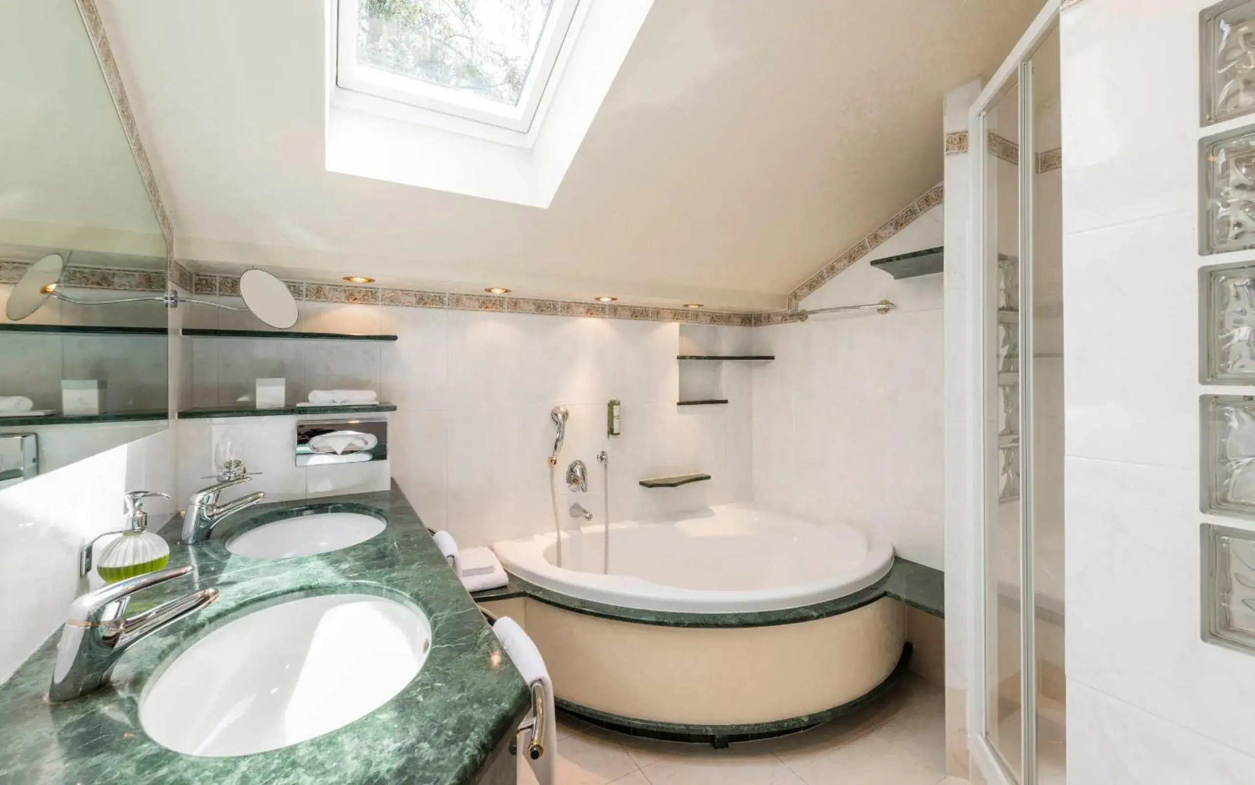 Bathroom, Bed in Romantik Hotel & Restaurant Stafler Bathroom, Bed in Romantik Hotel & Restaurant Stafler