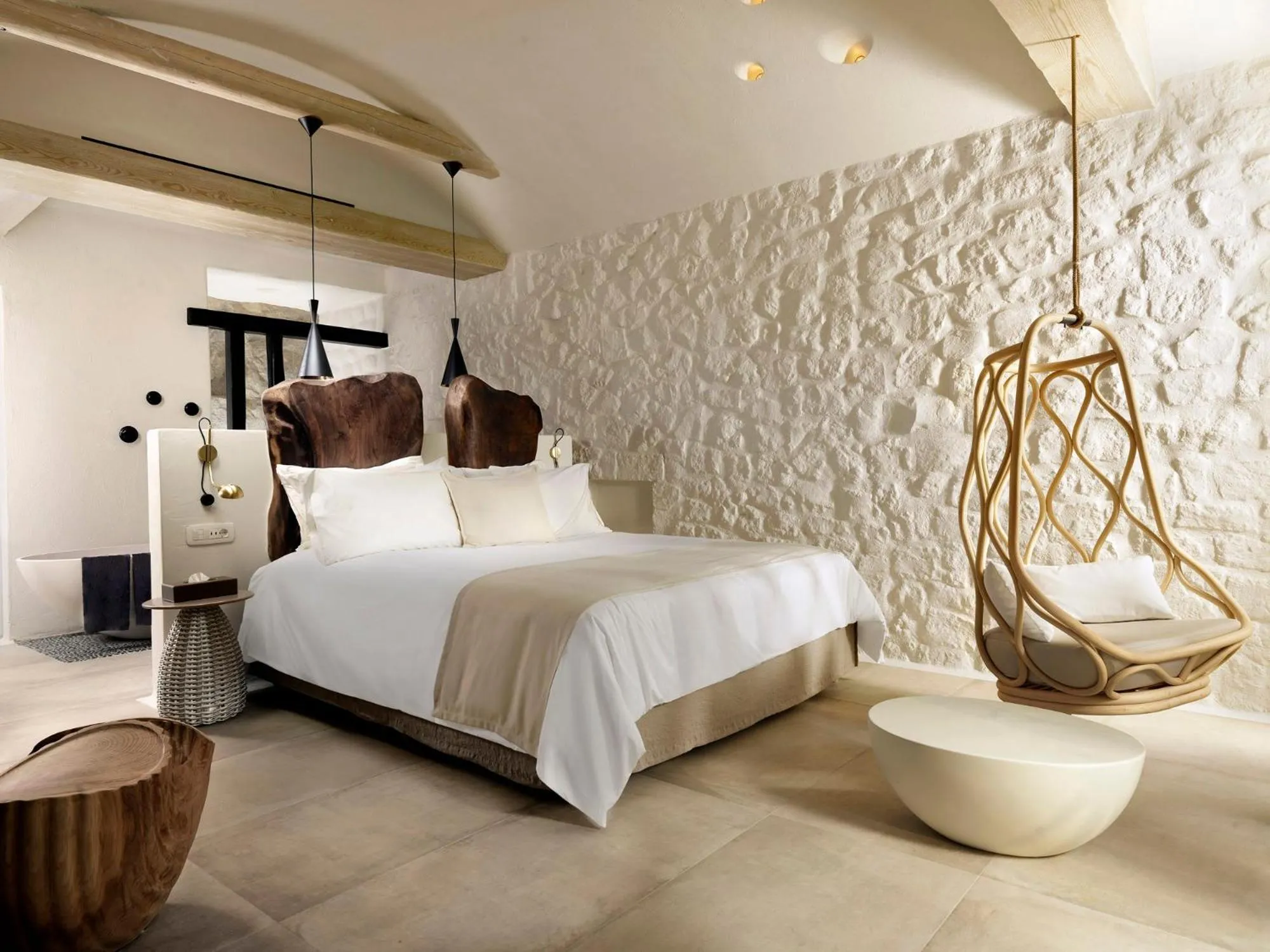 Bedroom, Bed in Kove Mykonos - A Myconian Collection Hotel