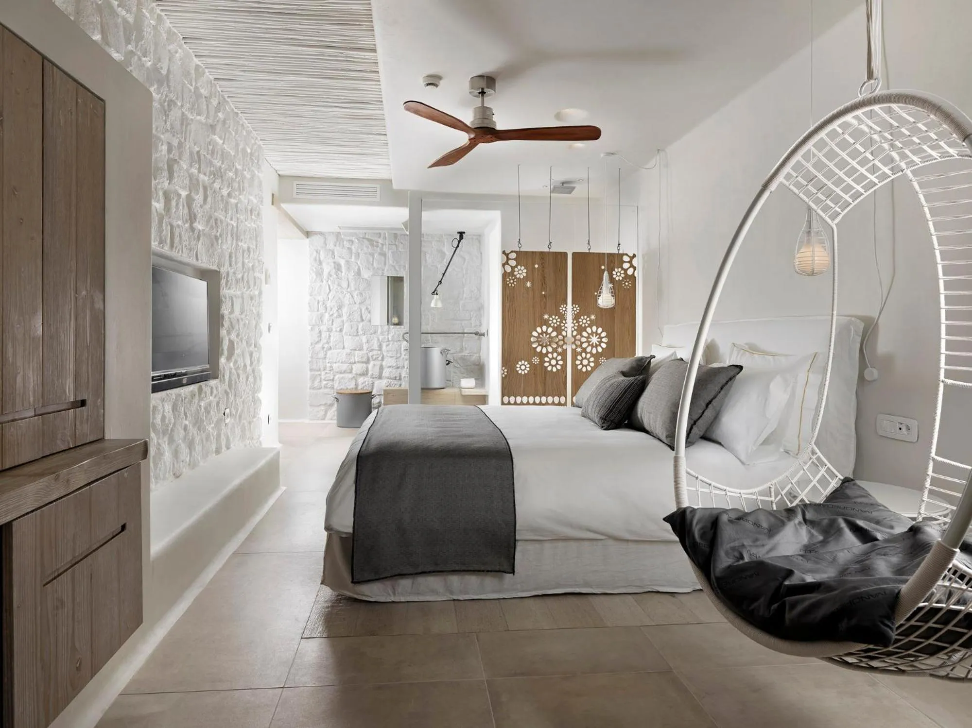 Bedroom, Bed in Kove Mykonos - A Myconian Collection Hotel