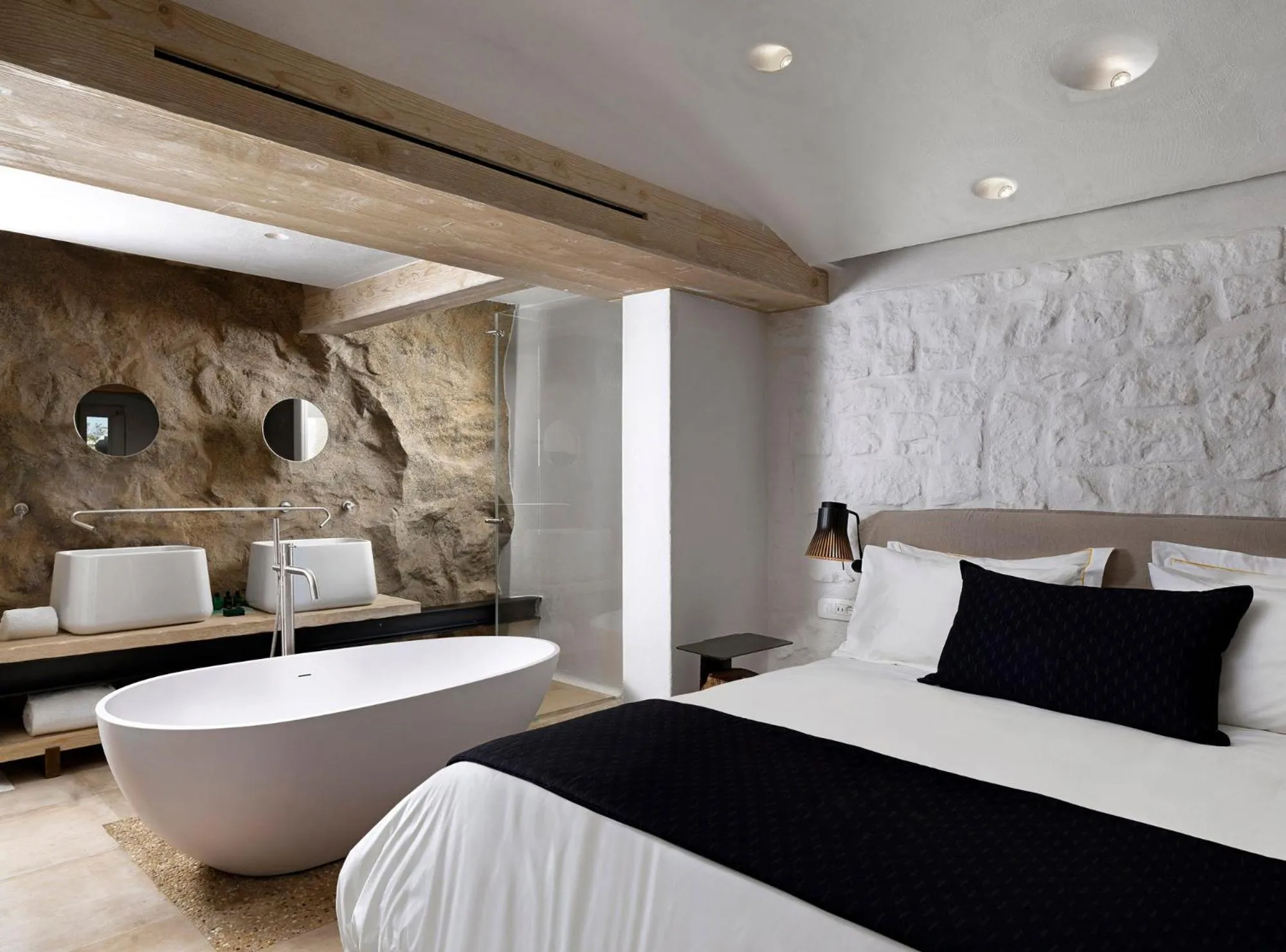 Bed in Kove Mykonos - A Myconian Collection Hotel