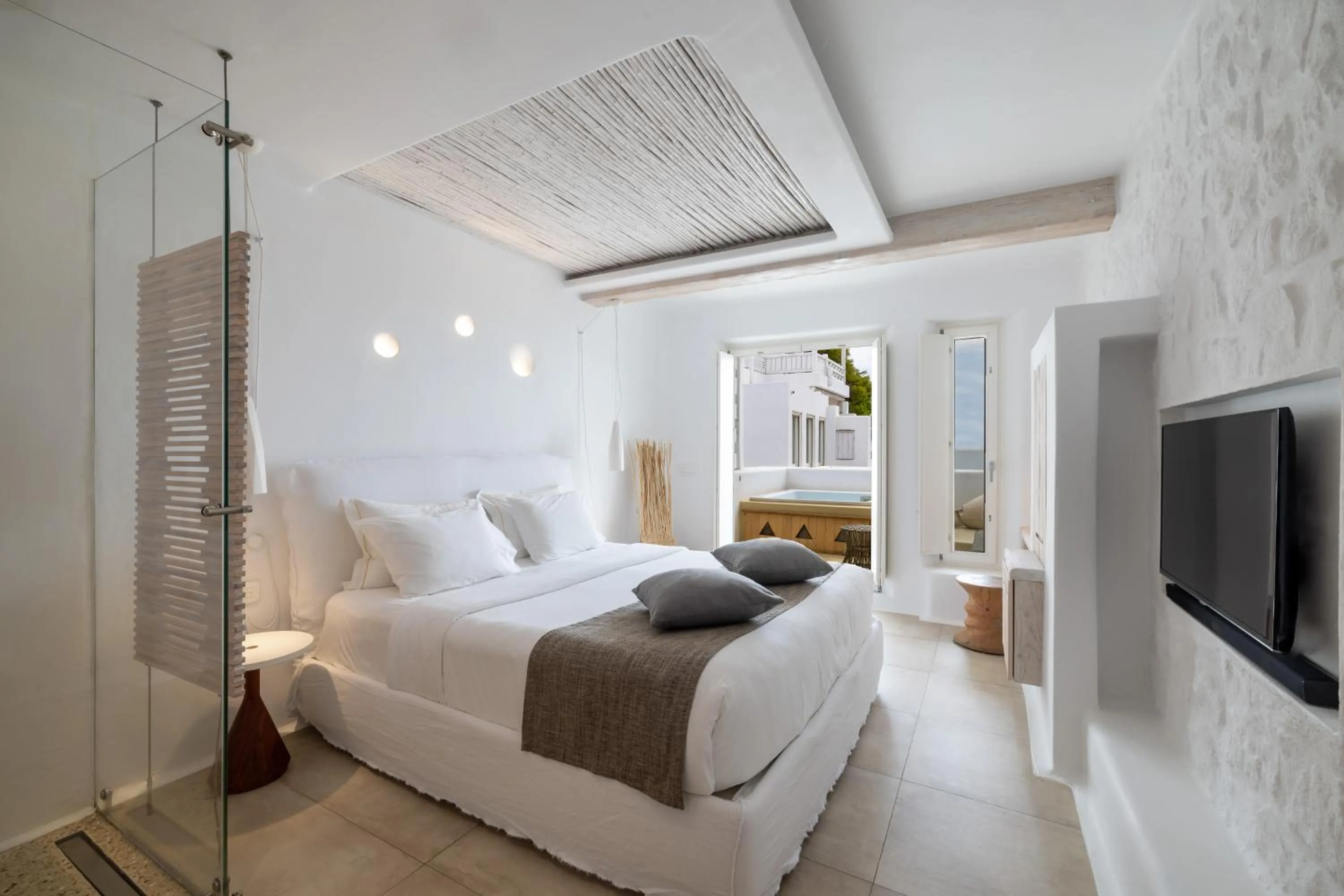 Bedroom, Bed in Kove Mykonos - A Myconian Collection Hotel
