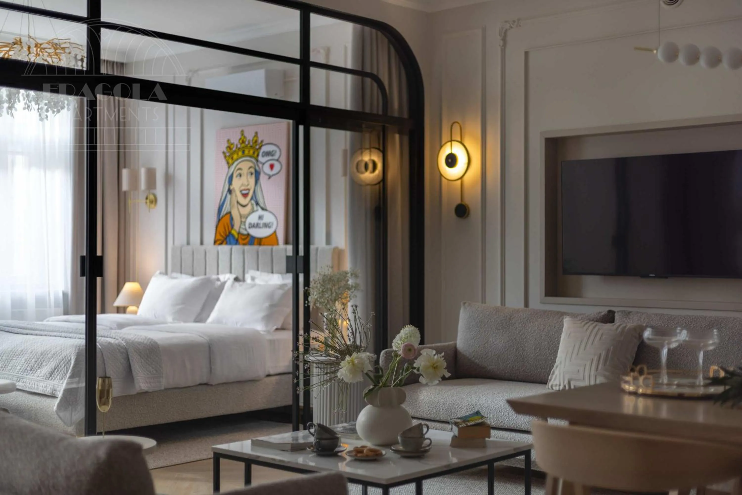 Seating area, Bed in Fragola Apartments Old Town