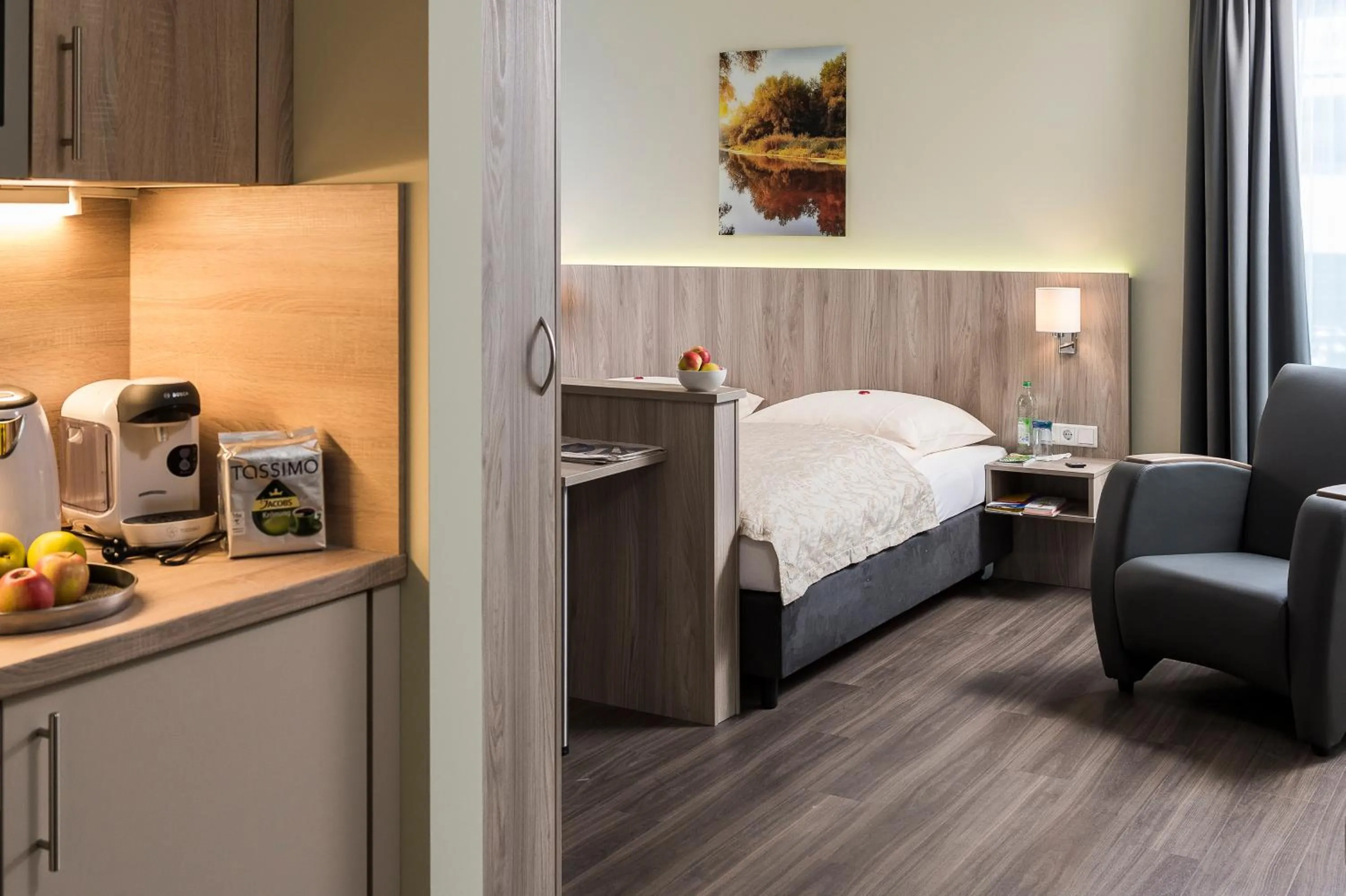 Bed in AINO Aparthotel Olympiapark