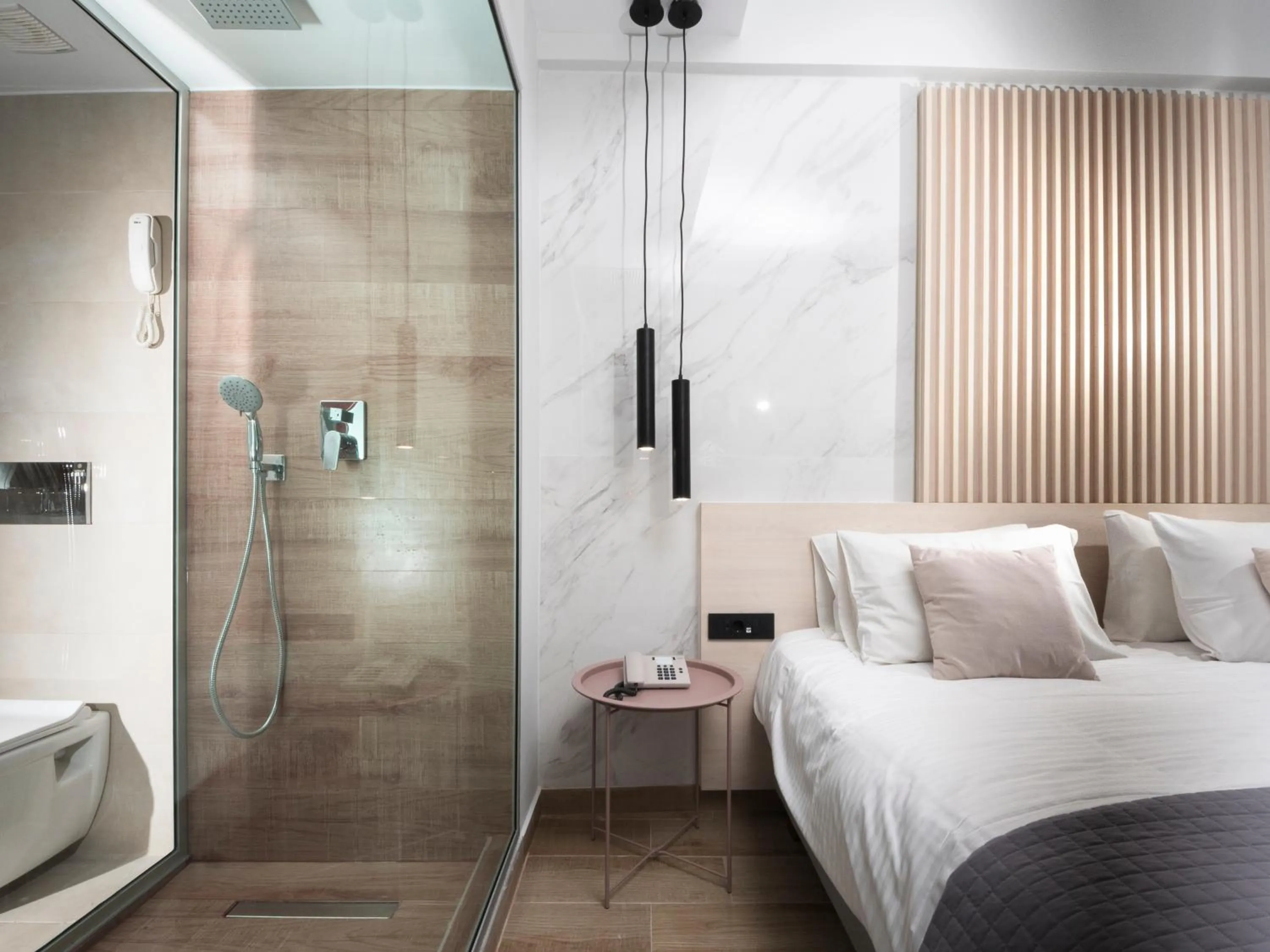 Shower, Bed in Athena Hotel