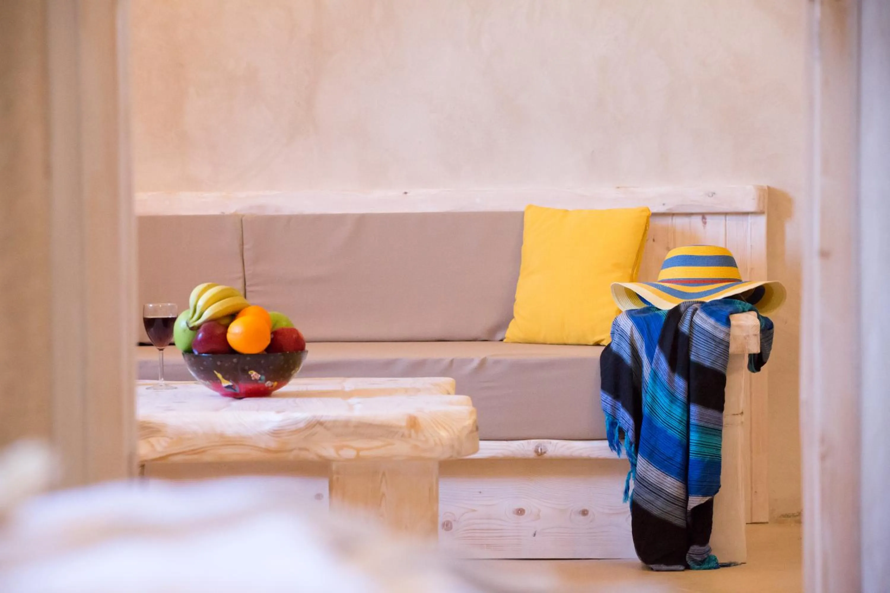 Living room, Bed in Love Nest with hot tub, hammam & outdoor cinema
