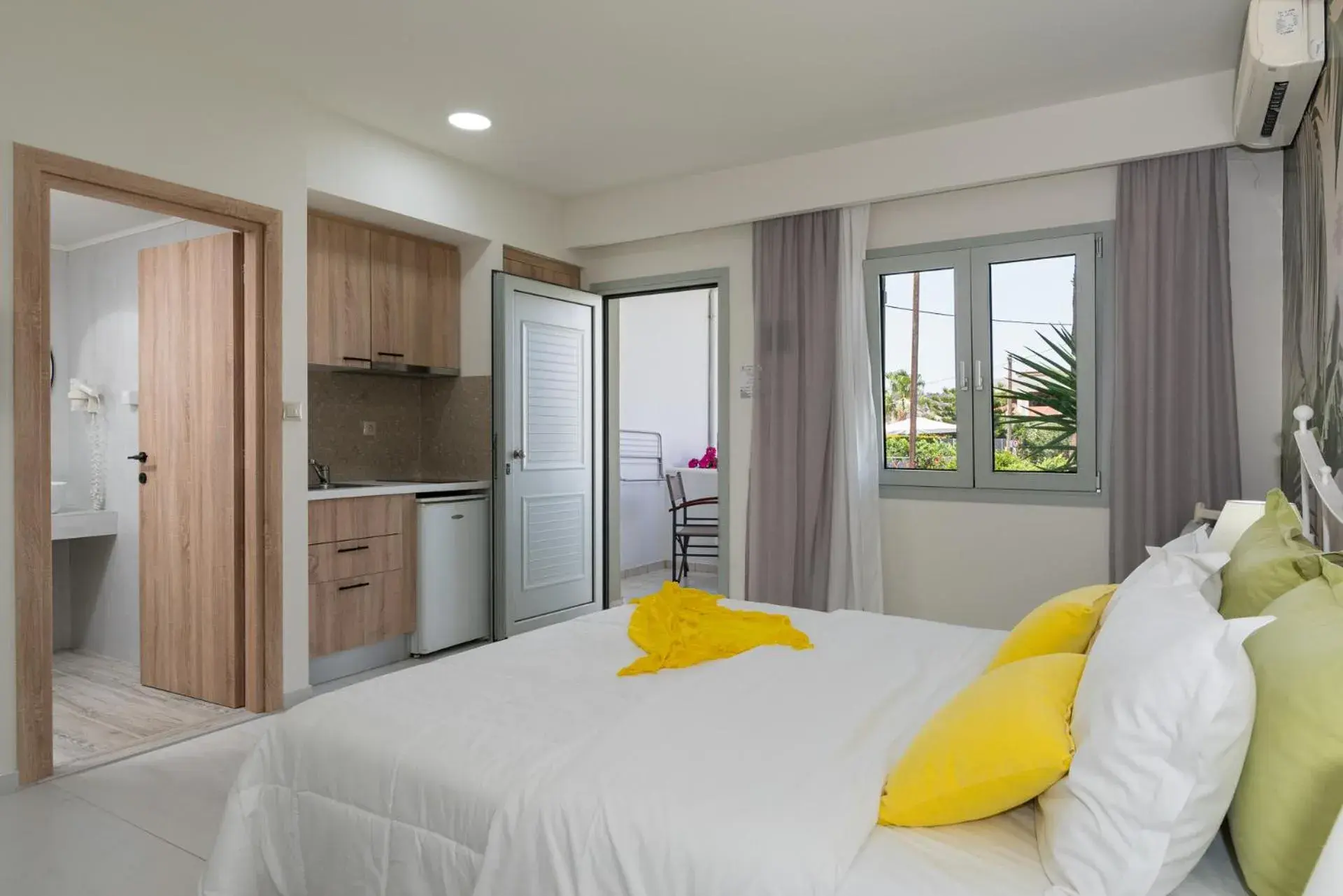 View (from property/room), Bed in Angela Studios Apartments View (from property/room), Bed in Angela Studios Apartments