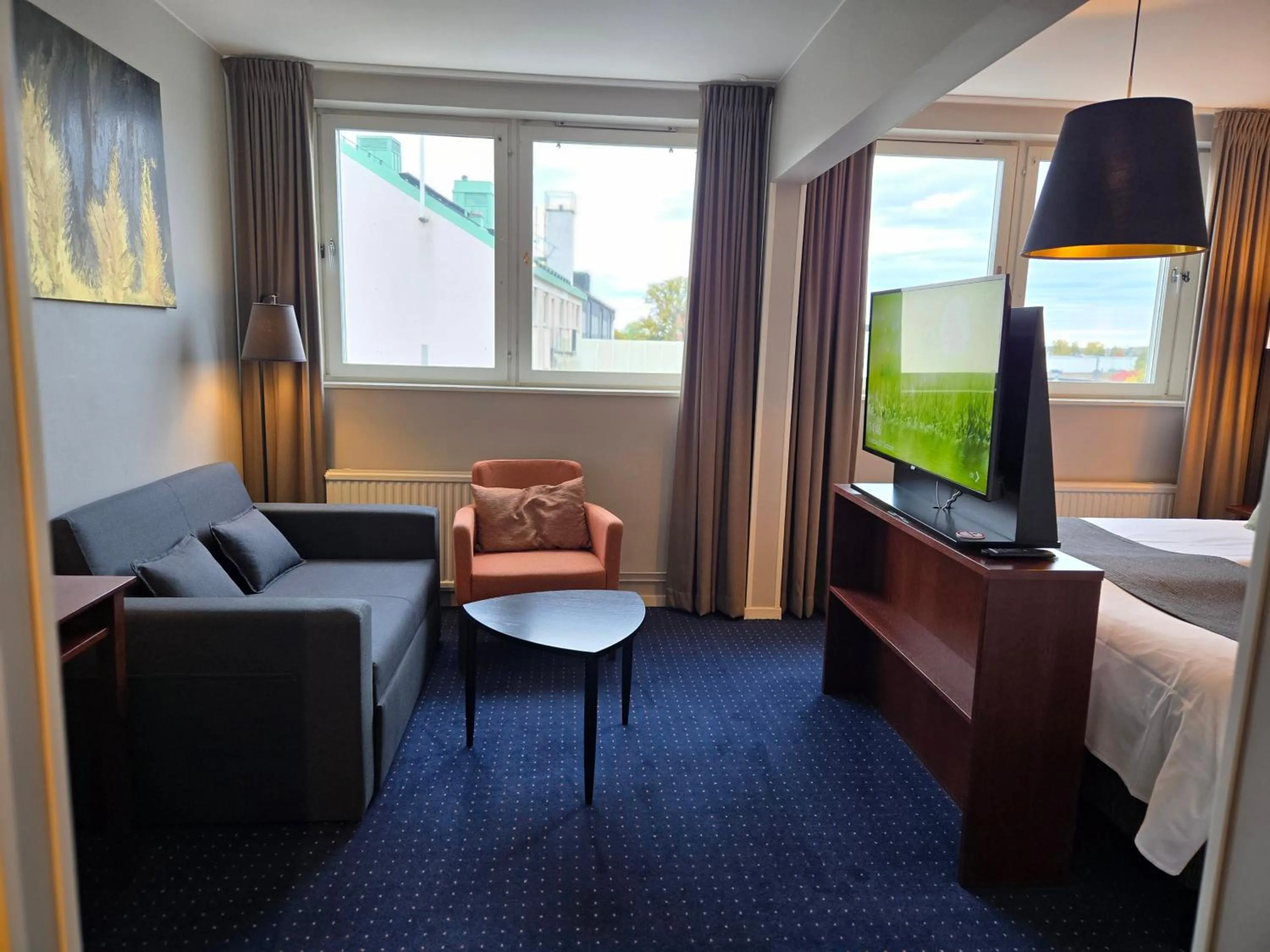 Seating area, Bed in Vänerport Stadshotell i Mariestad