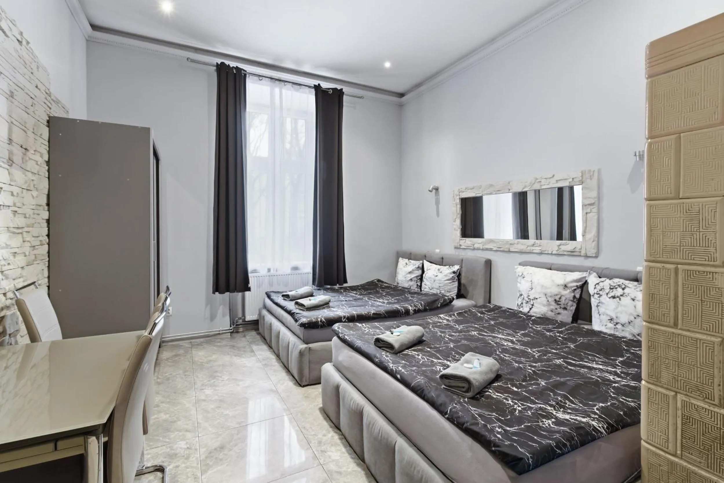 Bed in 70s Guest room