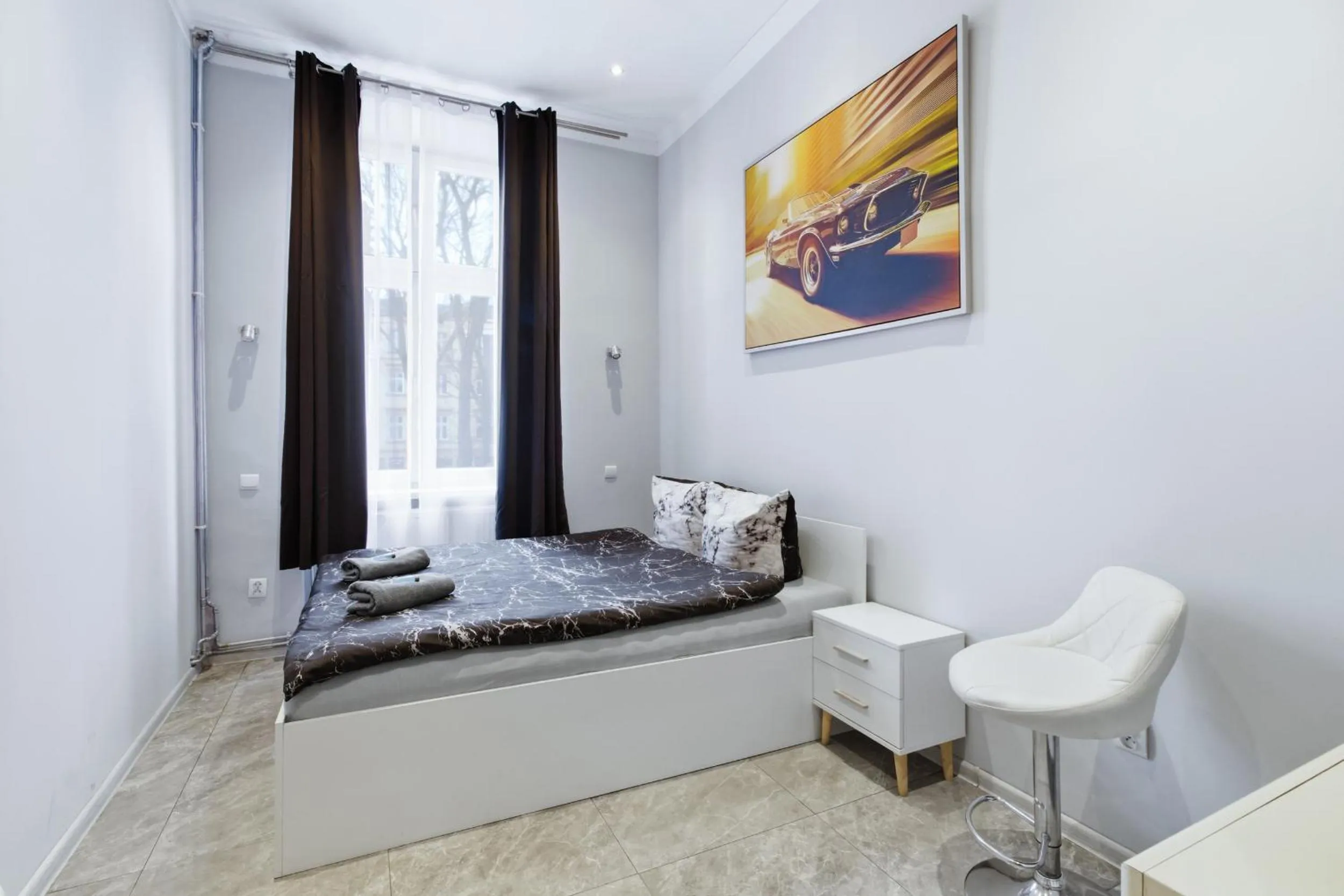 Bed in 70s Guest room