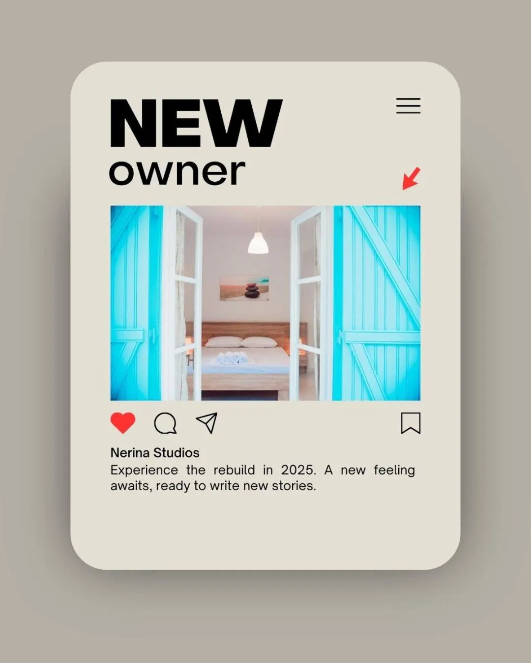 Text overlay, Bed in Nerina Studios Agios Nikitas