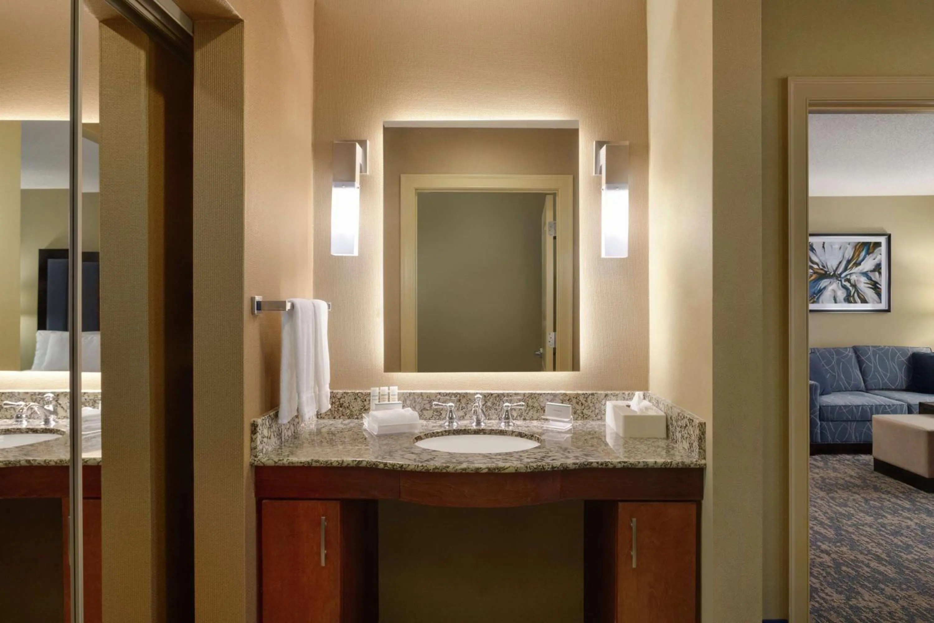 Bathroom, Bed in Homewood Suites by Hilton Fort Smith