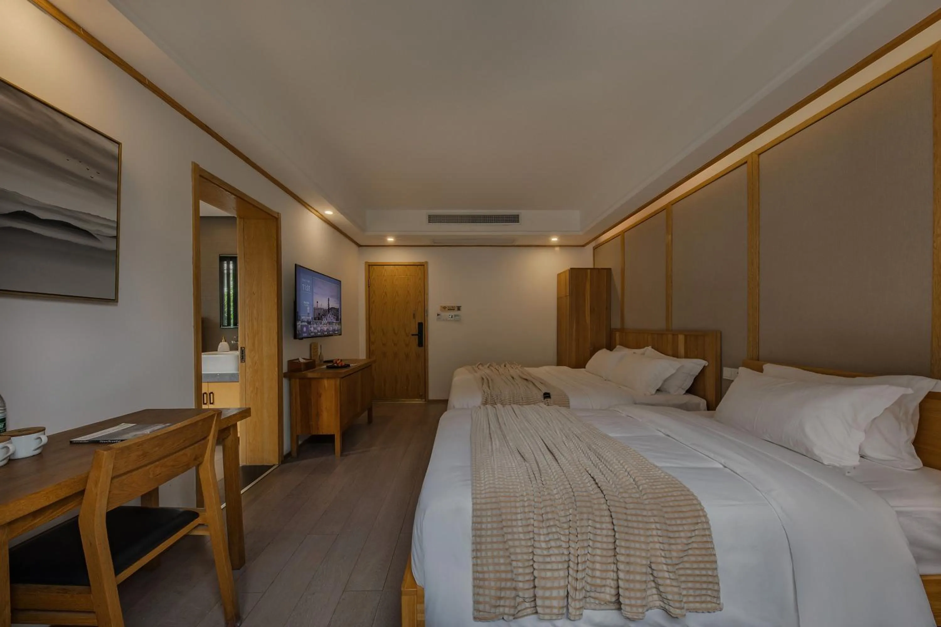 Bedroom, Bed in T innn - West Lake - Yueshang Yunshe Homestay - Hangzhou Taiziwan Park Branch